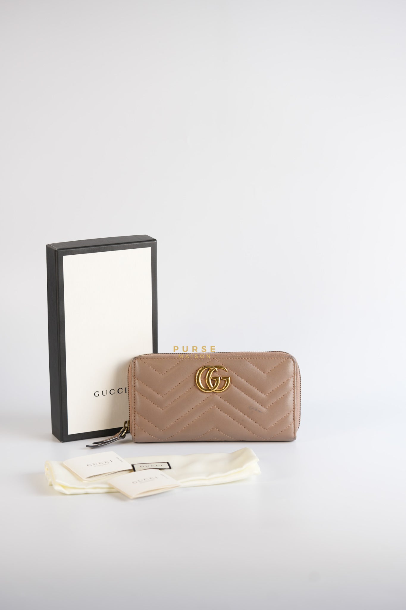 GG Marmont Dusty Rose Zipped Long Wallet | Purse Maison Luxury Bags Shop