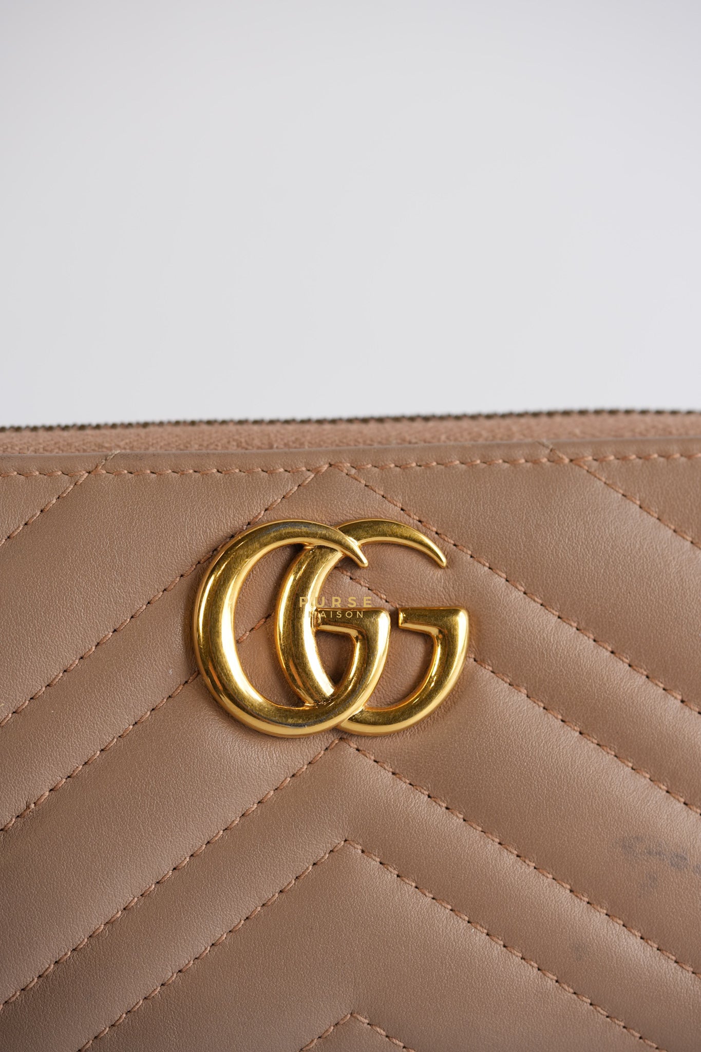 GG Marmont Dusty Rose Zipped Long Wallet | Purse Maison Luxury Bags Shop