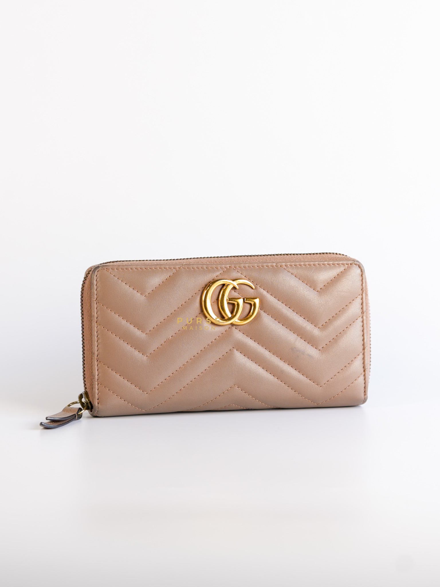 GG Marmont Dusty Rose Zipped Long Wallet | Purse Maison Luxury Bags Shop