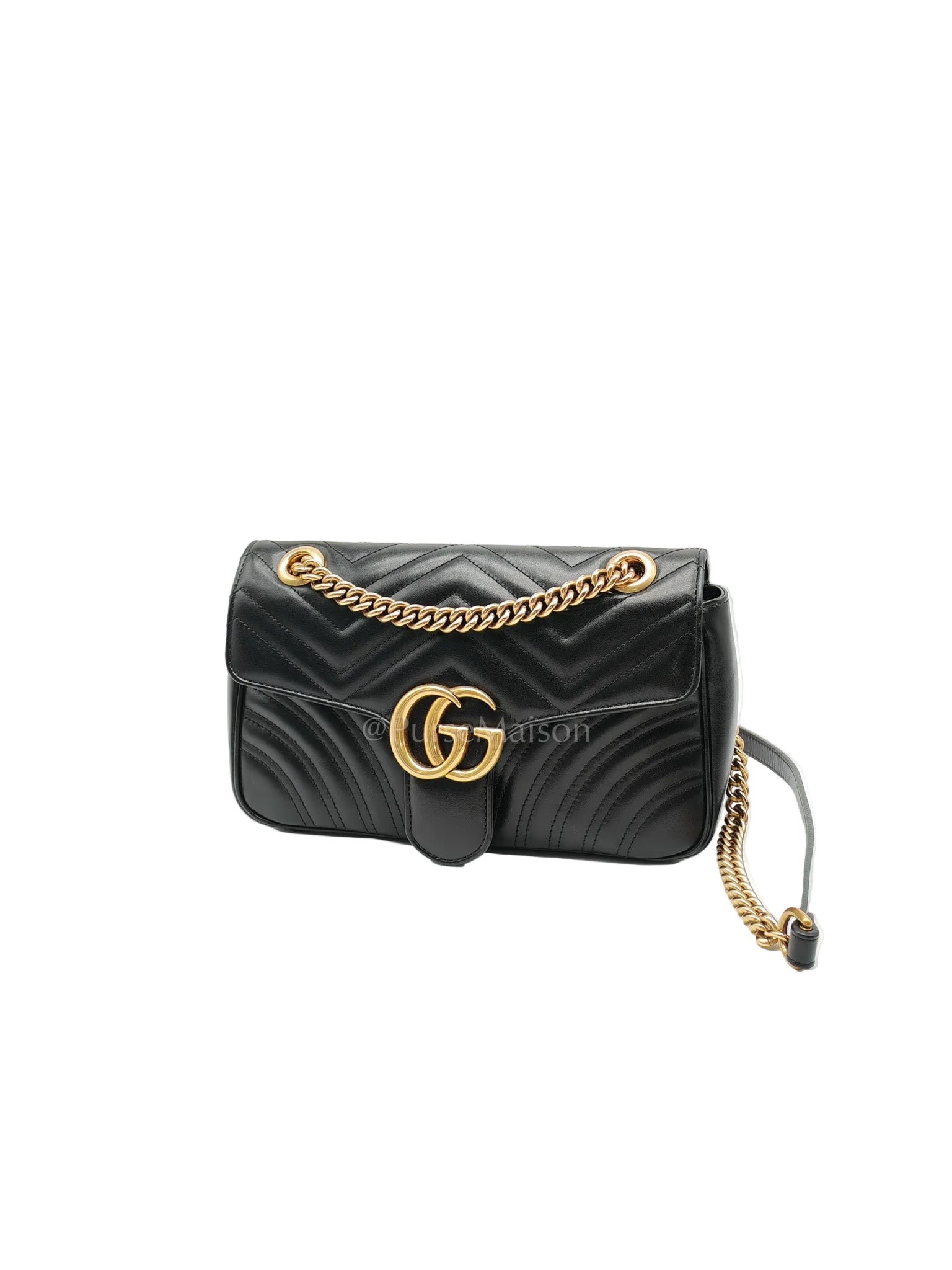 GG Marmont Flap Small Shoulder Bag in Black Matelasse Leather | Purse Maison Luxury Bags Shop
