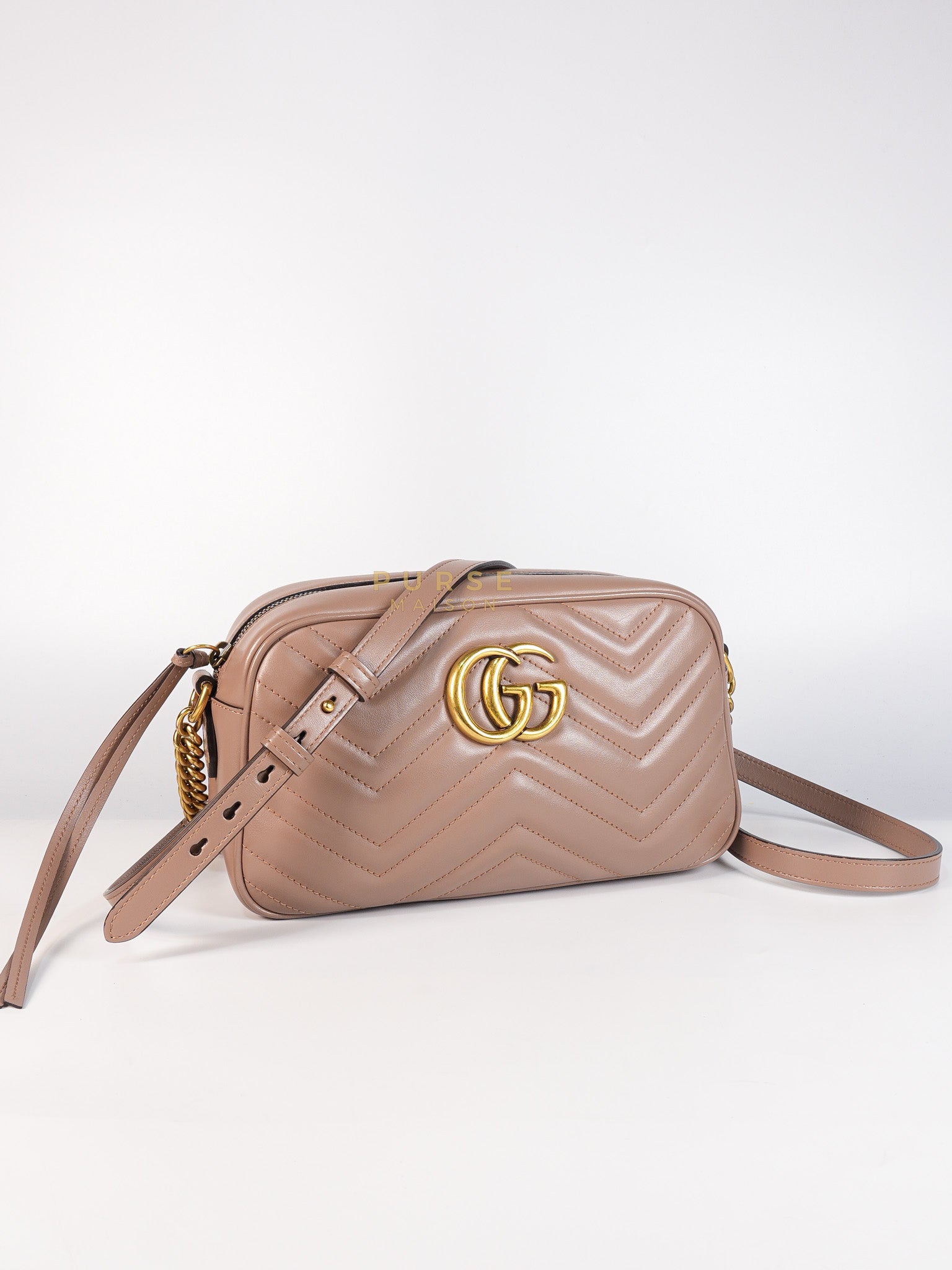 GG Marmont Matelasse Small Camera Bag in Dusty Rose | Purse Maison Luxury Bags Shop