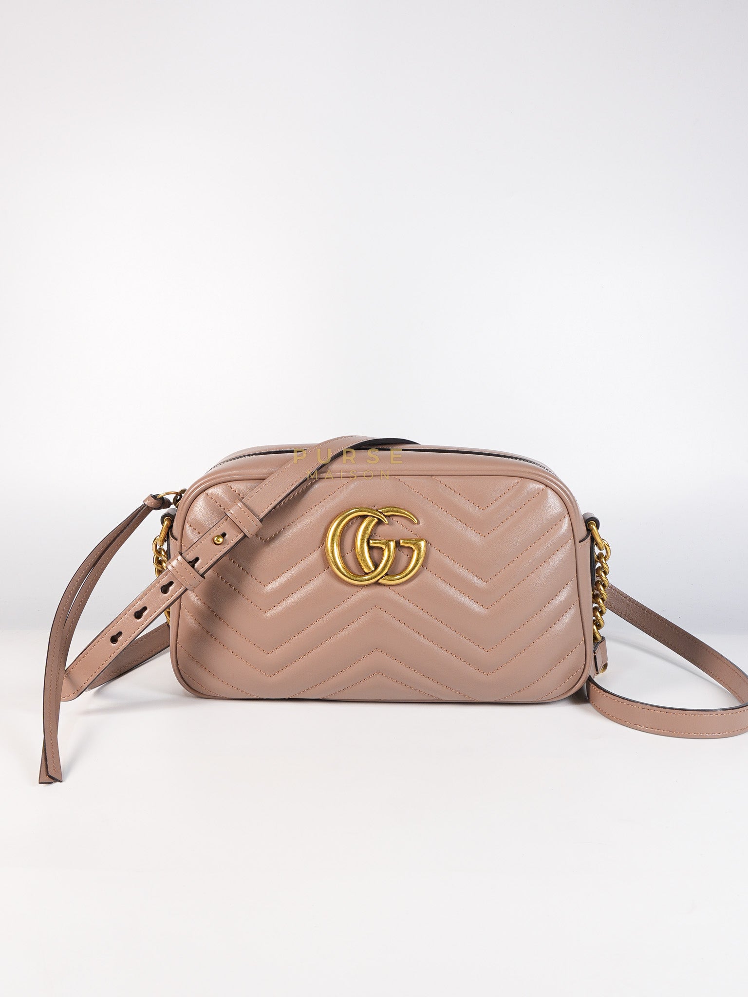GG Marmont Matelasse Small Camera Bag in Dusty Rose | Purse Maison Luxury Bags Shop