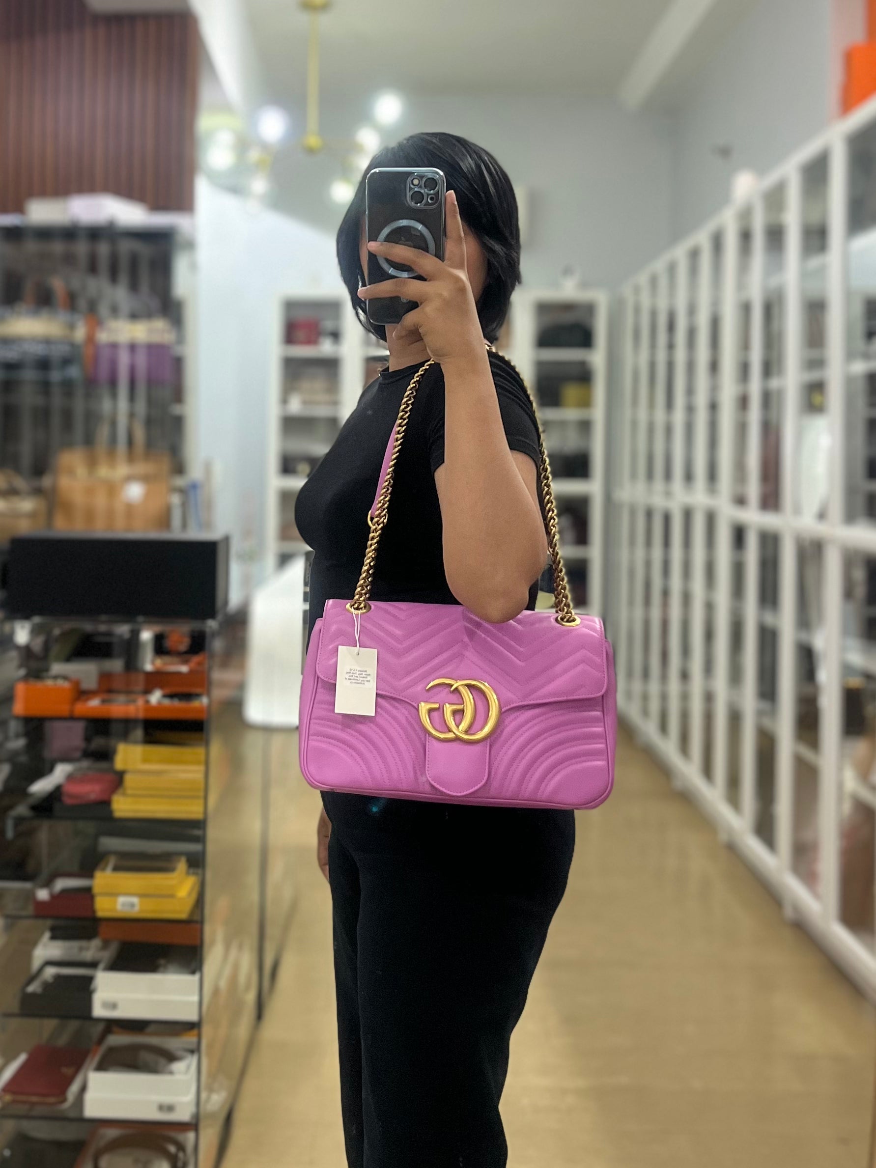 GG Marmont Medium Candy Mousse Calfskin Matelasse Leather | Purse Maison Luxury Bags Shop