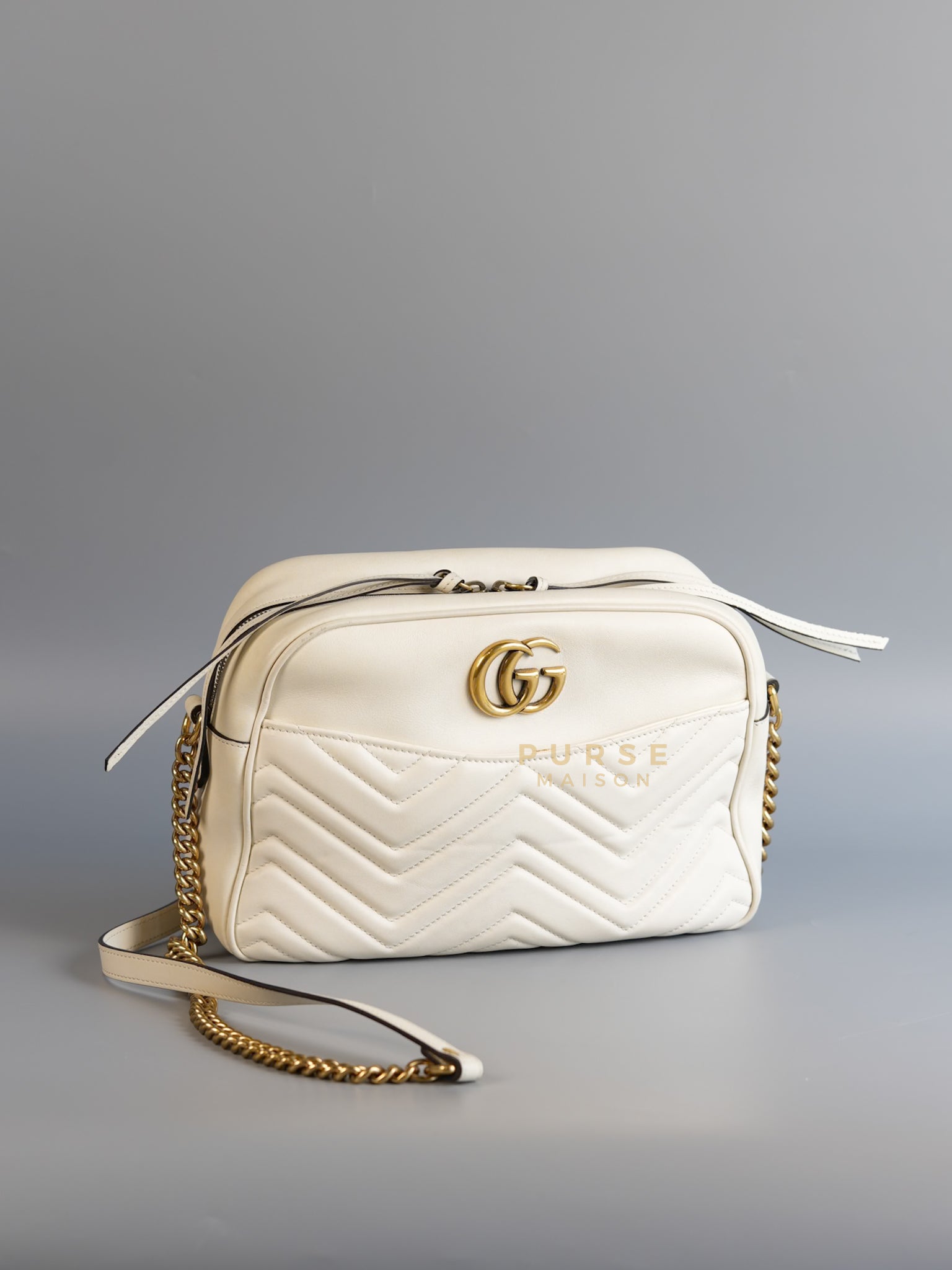 GG Marmont Off White Matelasse Camera Medium Bag | Purse Maison Luxury Bags Shop