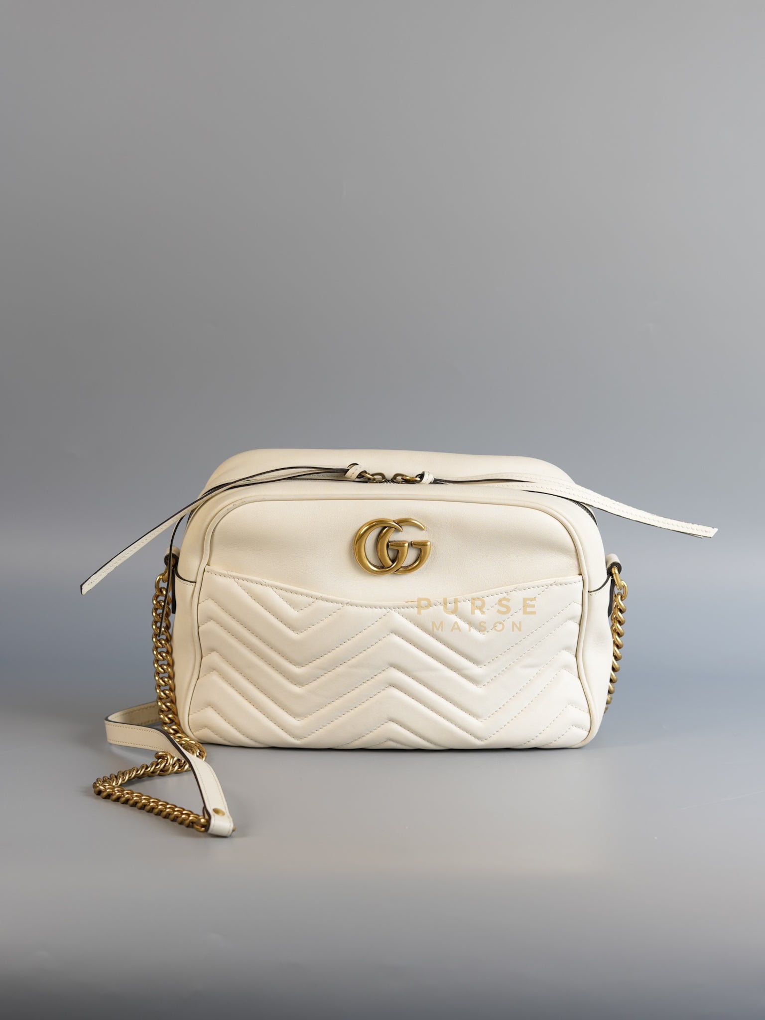 GG Marmont Off White Matelasse Camera Medium Bag | Purse Maison Luxury Bags Shop