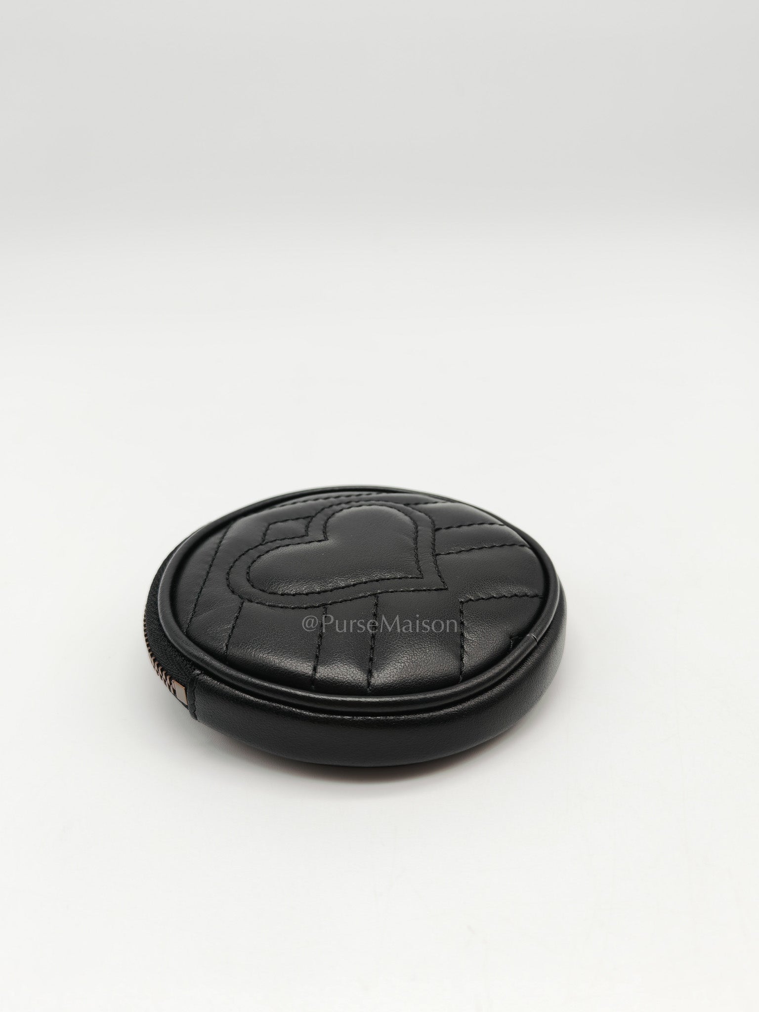 GG Marmont Round Coin Purse in Black Matellasse Leather | Purse Maison Luxury Bags Shop