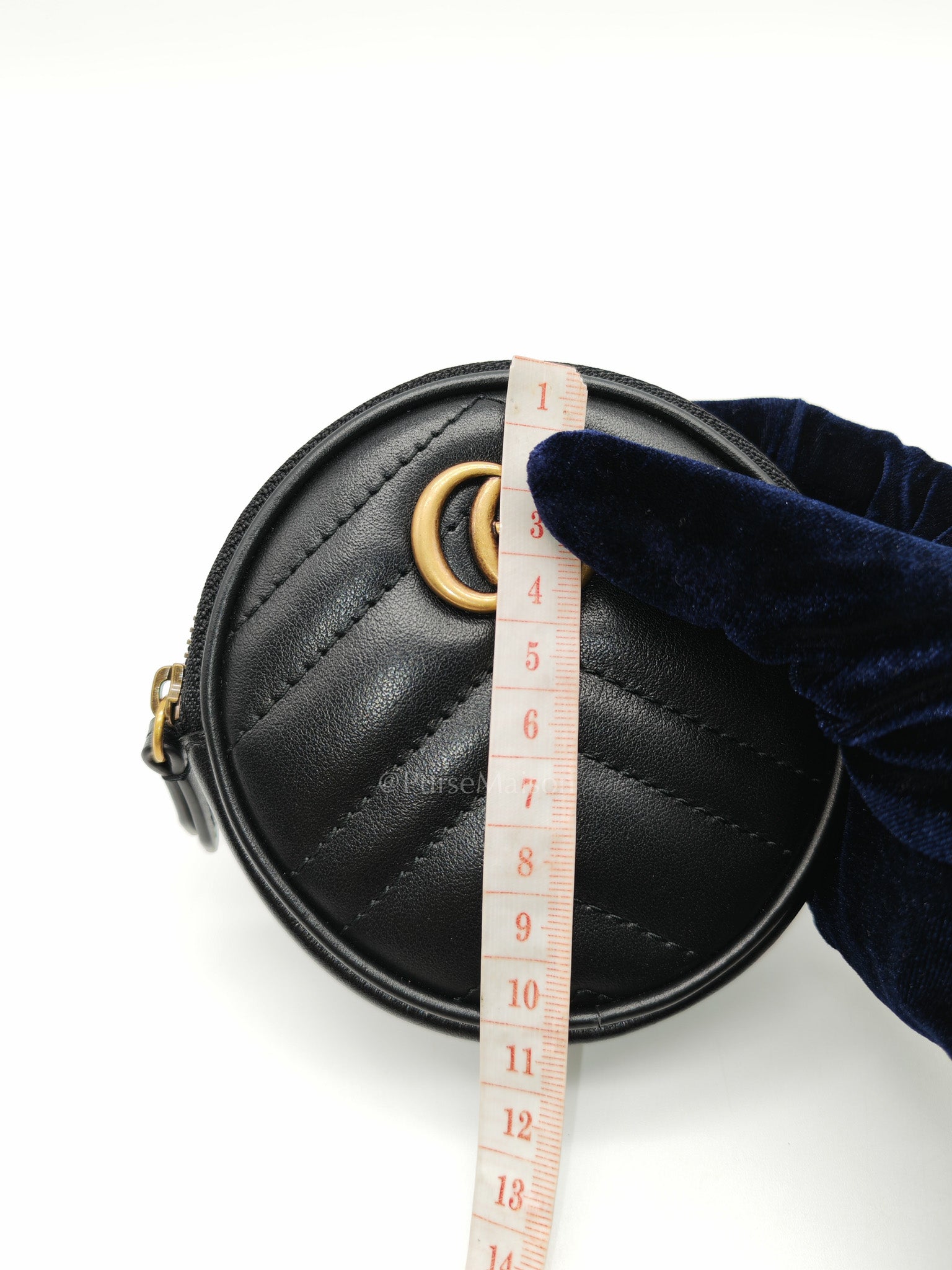 GG Marmont Round Coin Purse in Black Matellasse Leather | Purse Maison Luxury Bags Shop