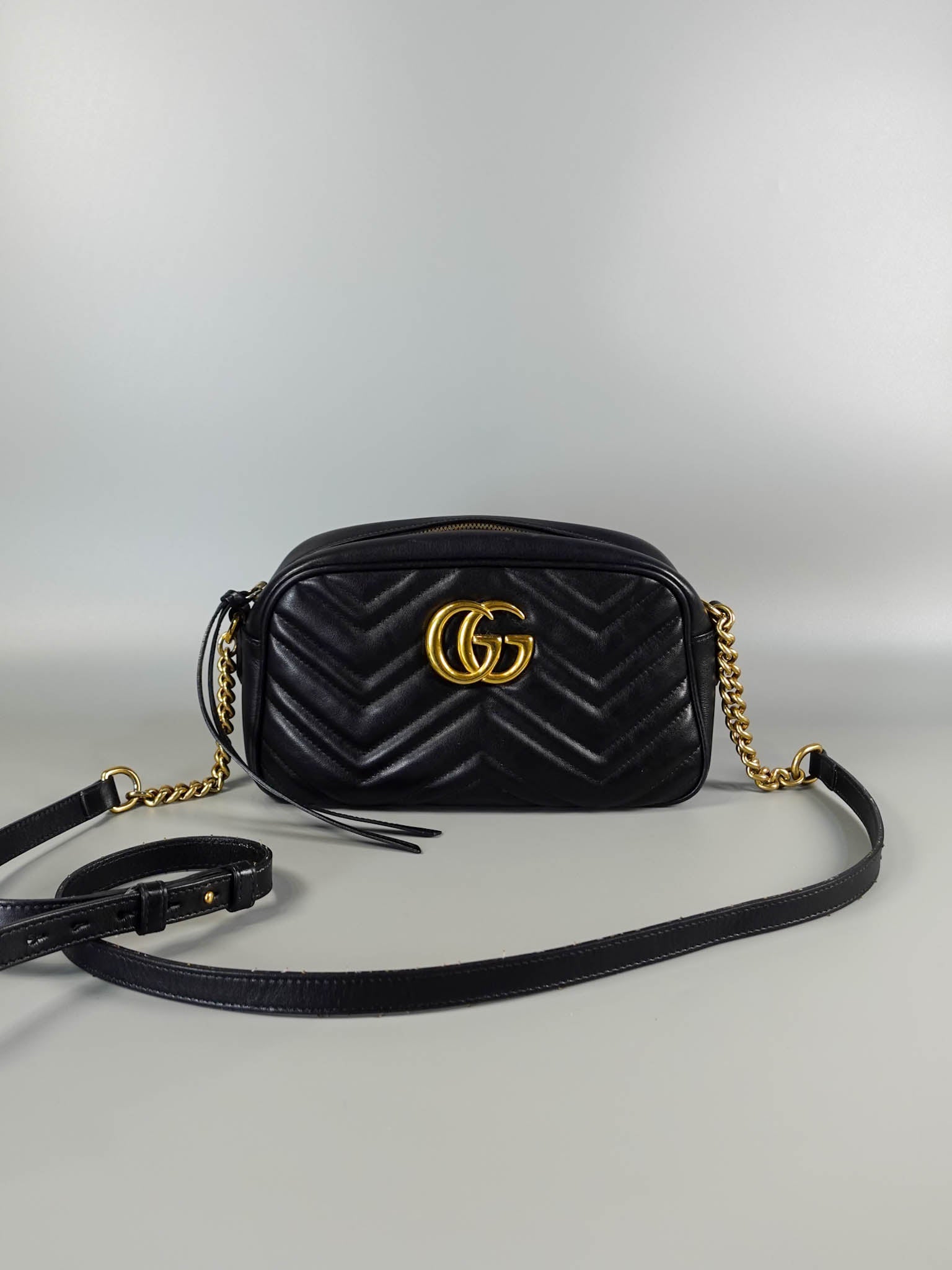 GG Marmont Small Black Matelasse Camera Bag | Purse Maison Luxury Bags Shop