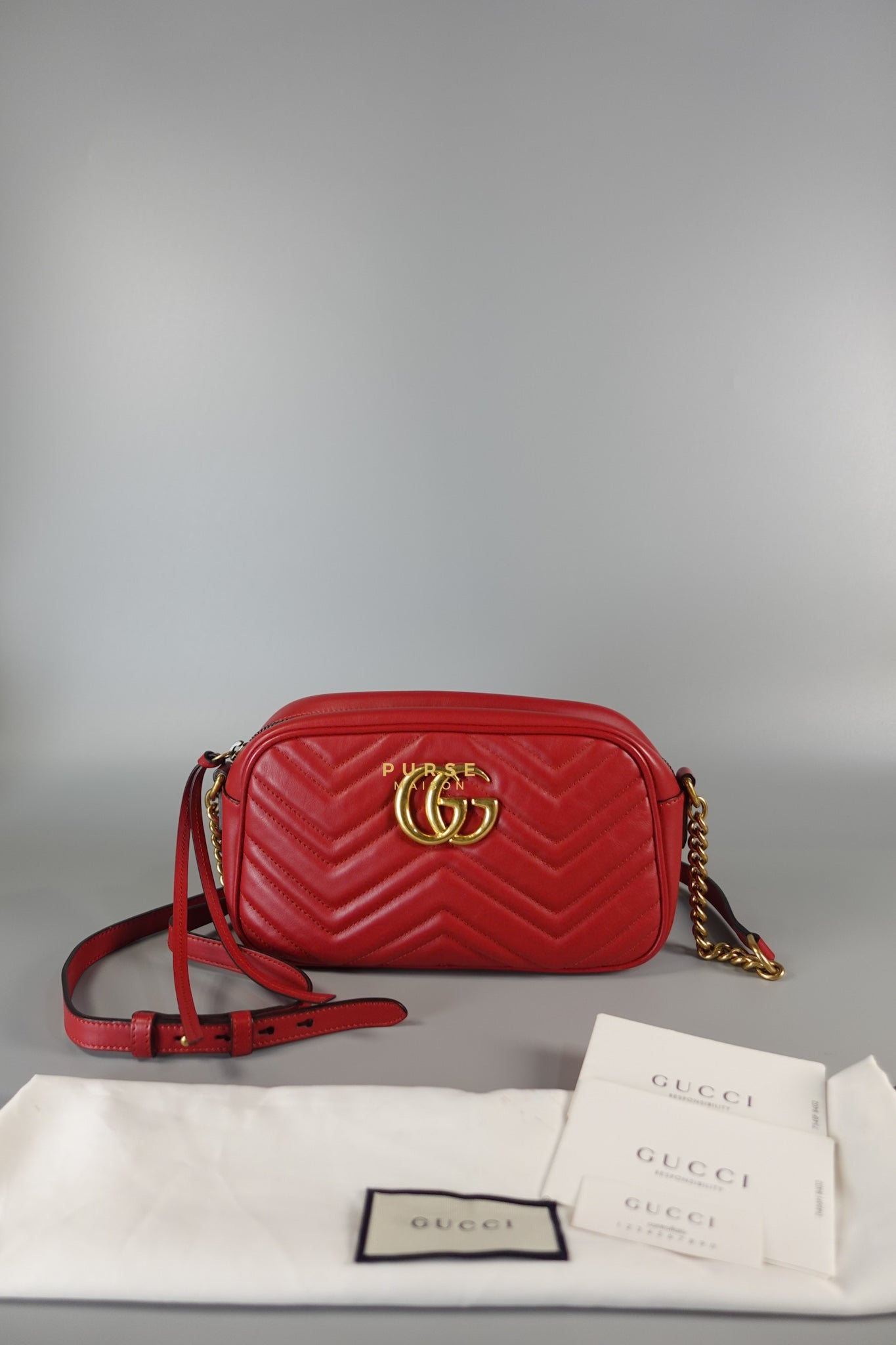 GG Marmont Small Red Matelasse Leather Camera Bag | Purse Maison Luxury Bags Shop