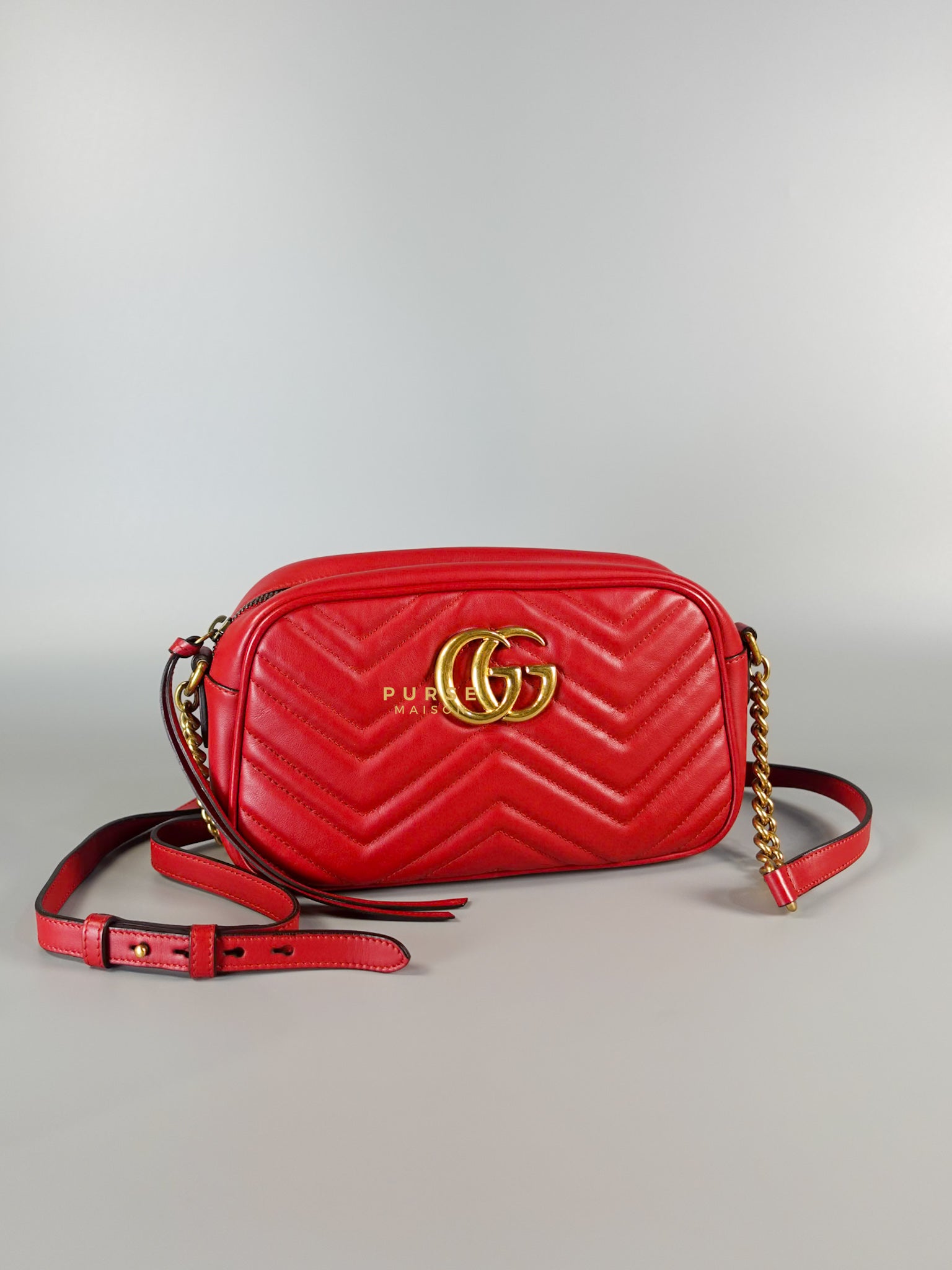 GG Marmont Small Red Matelasse Leather Camera Bag | Purse Maison Luxury Bags Shop