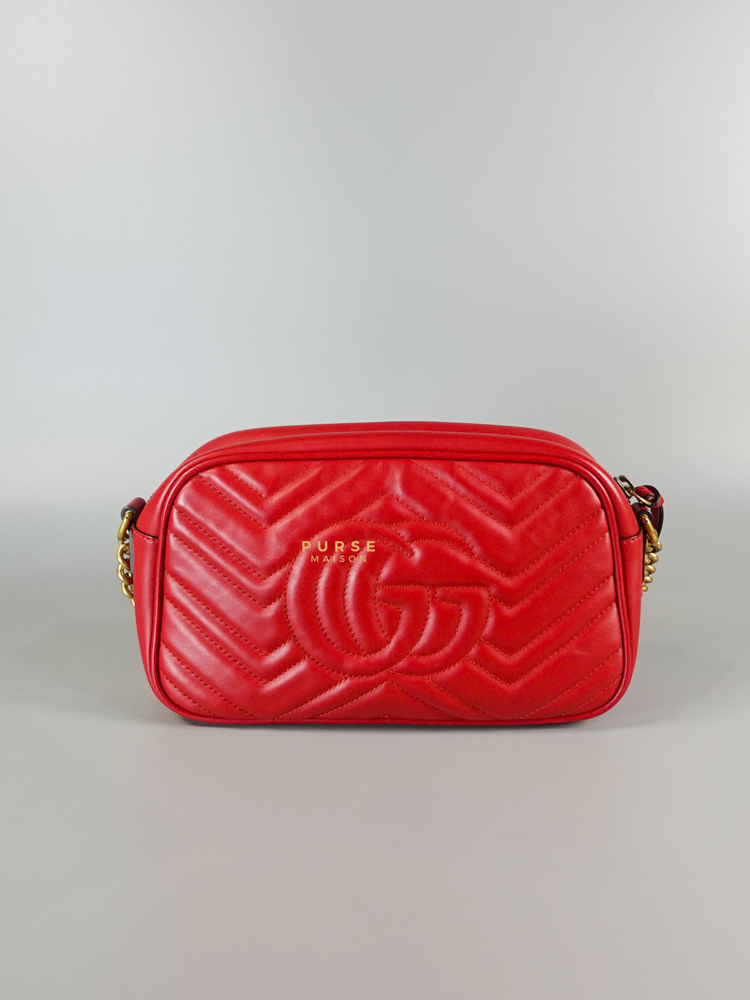 GG Marmont Small Red Matelasse Leather Camera Bag | Purse Maison Luxury Bags Shop