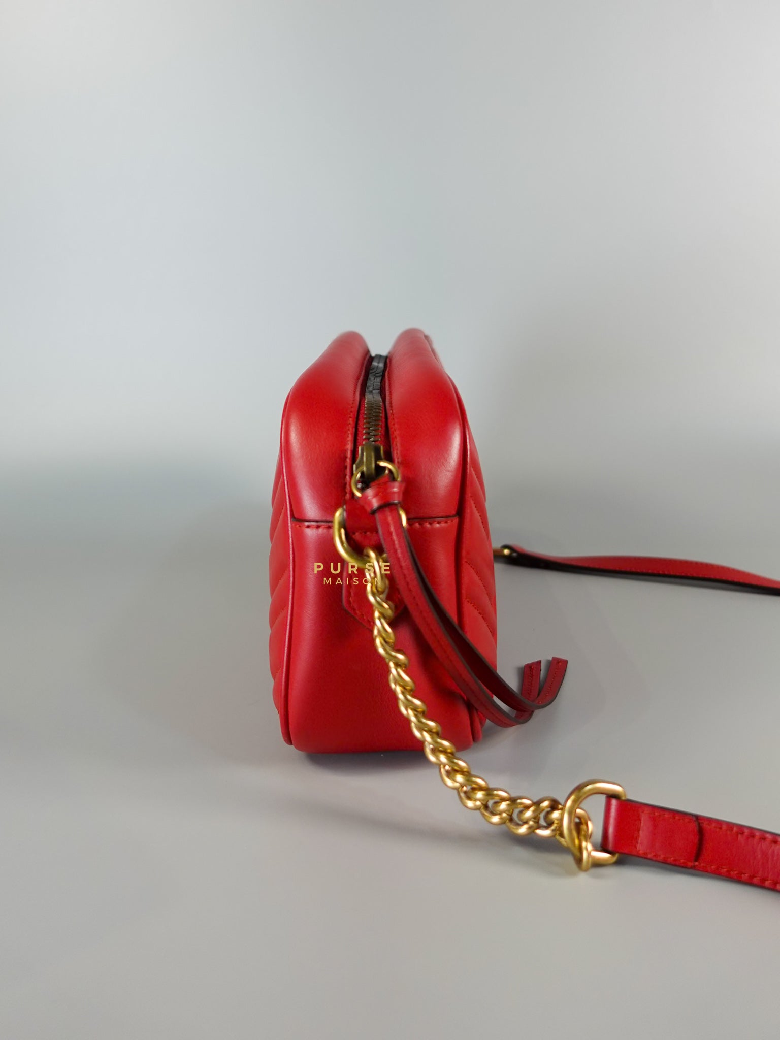 GG Marmont Small Red Matelasse Leather Camera Bag | Purse Maison Luxury Bags Shop