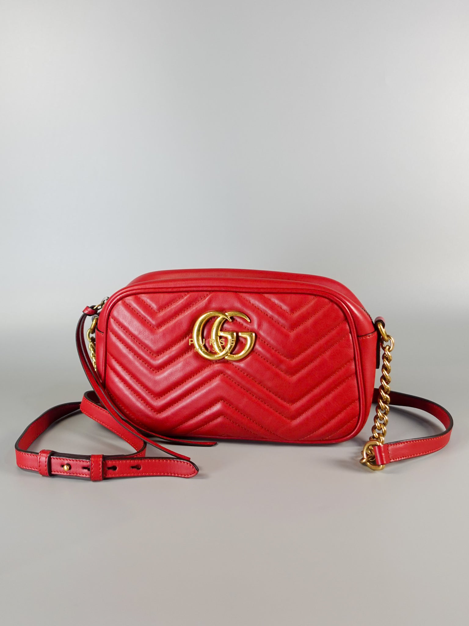 GG Marmont Small Red Matelasse Leather Camera Bag | Purse Maison Luxury Bags Shop