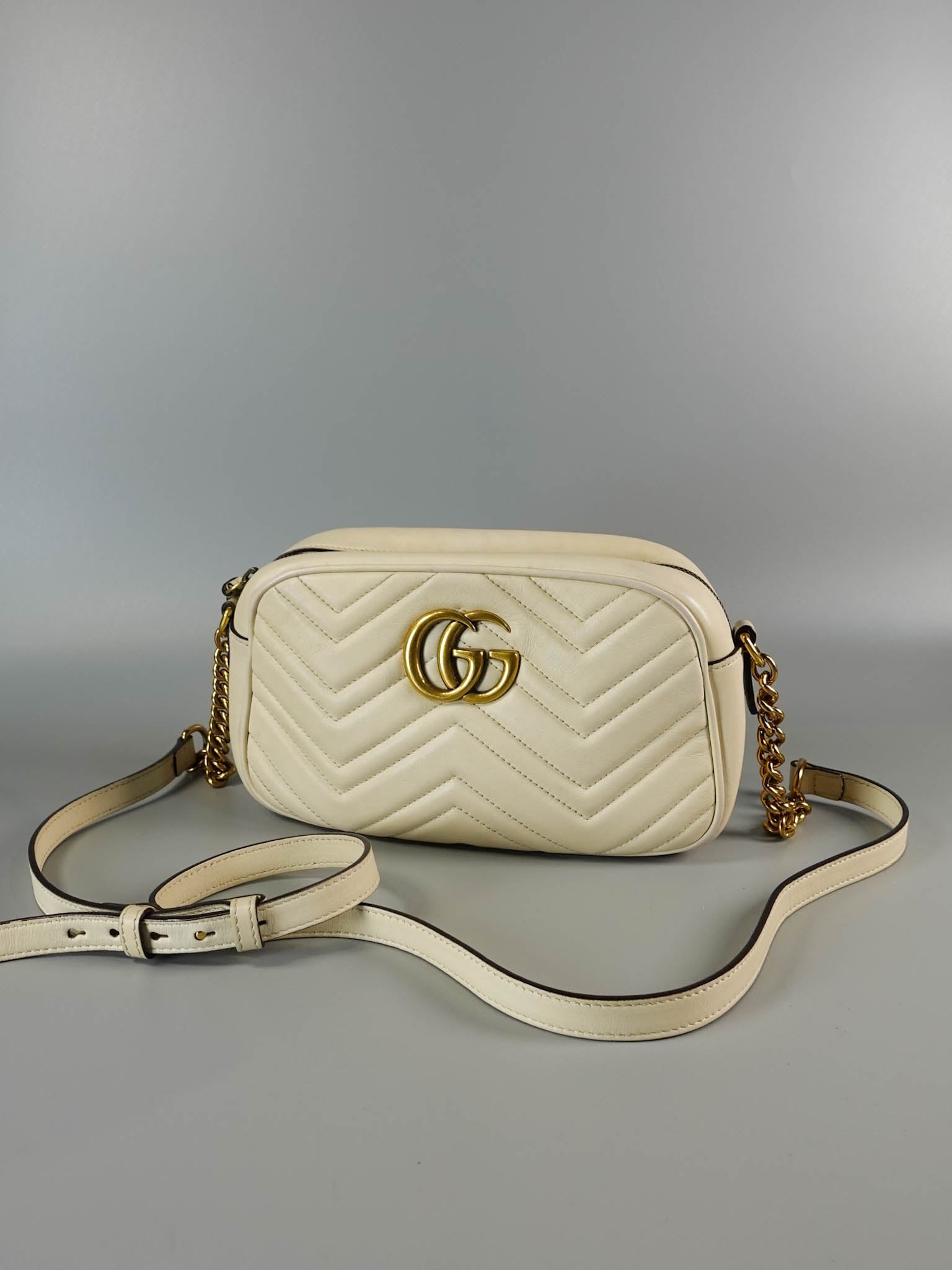 GG Marmont Small White Matelasse Camera Bag Purse Maison