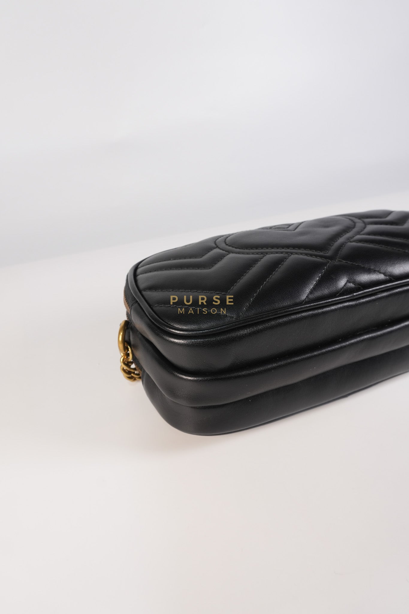 GG Marmont Triple Zip Chain Camera Bag Black Matelasse | Purse Maison Luxury Bags Shop