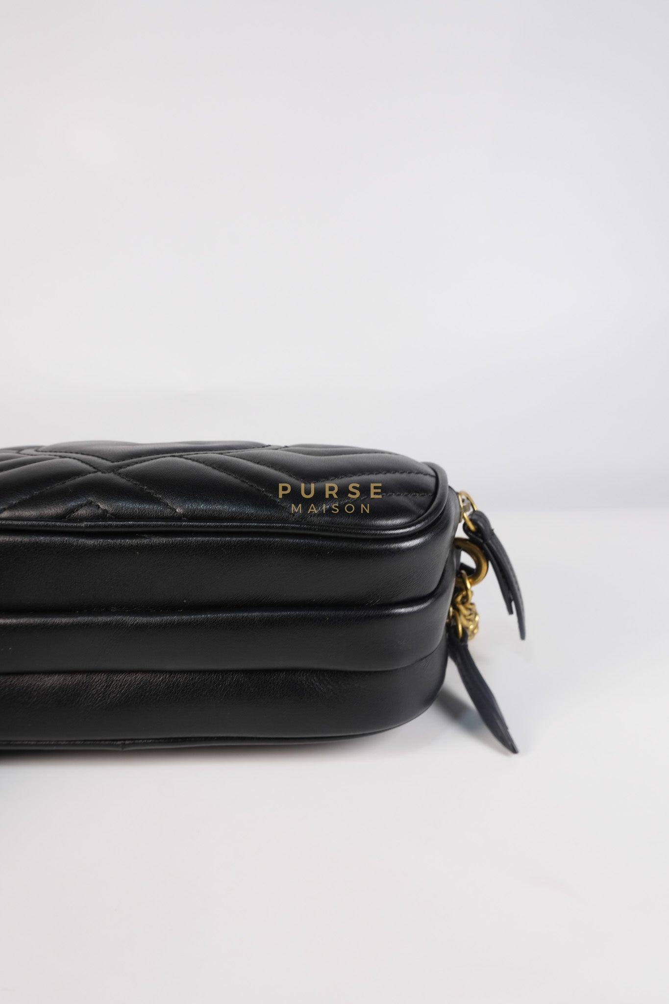 GG Marmont Triple Zip Chain Camera Bag Black Matelasse | Purse Maison Luxury Bags Shop