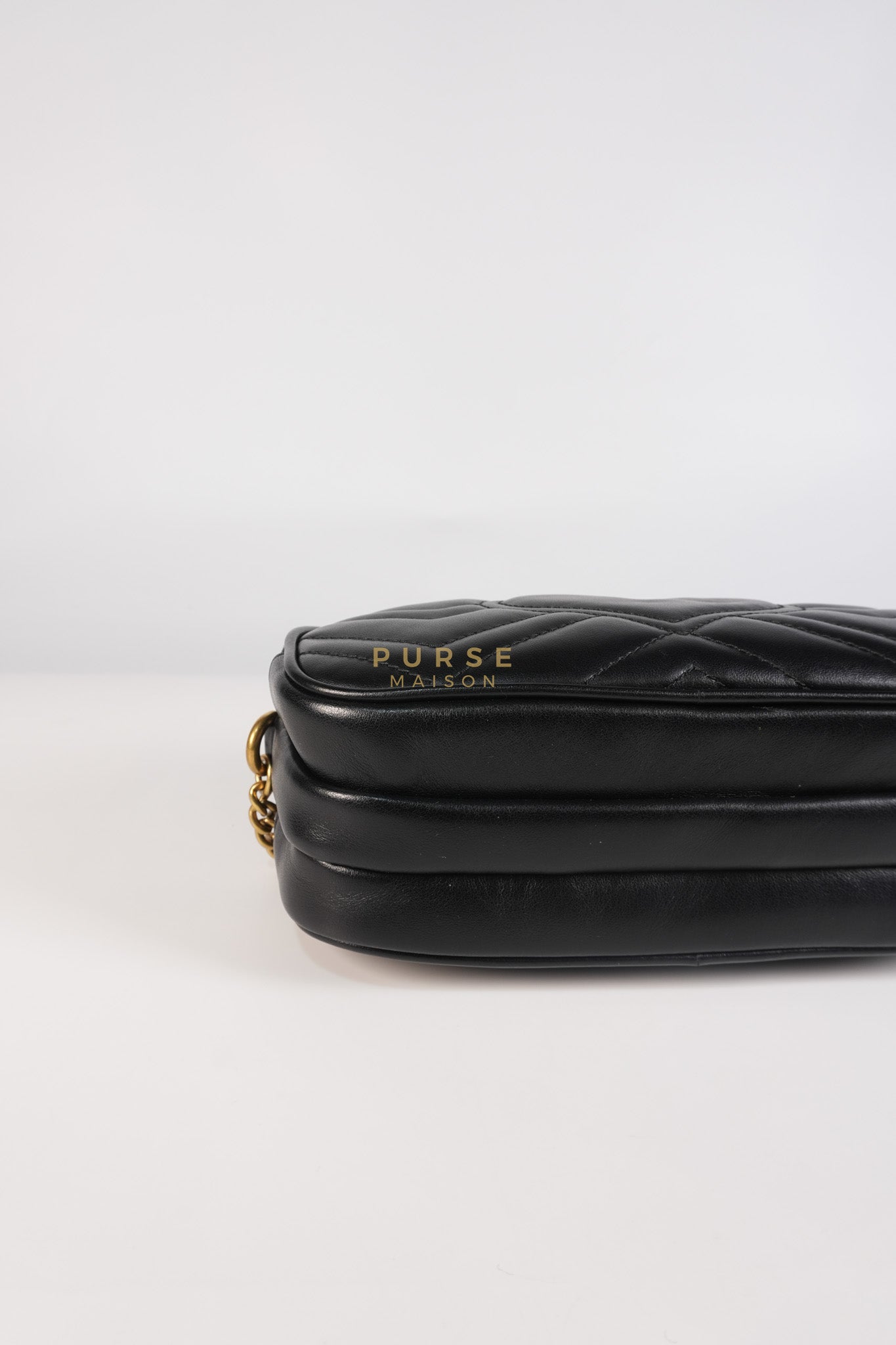 GG Marmont Triple Zip Chain Camera Bag Black Matelasse | Purse Maison Luxury Bags Shop