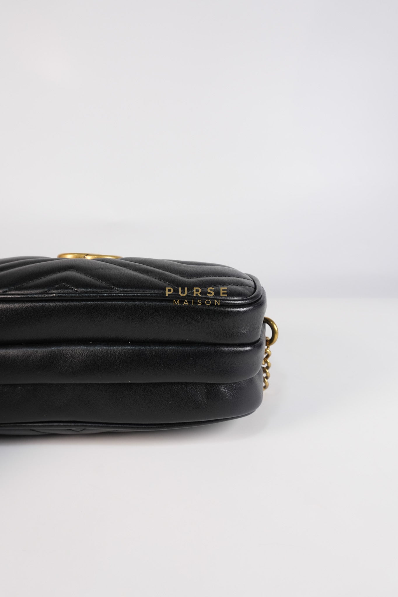 GG Marmont Triple Zip Chain Camera Bag Black Matelasse | Purse Maison Luxury Bags Shop
