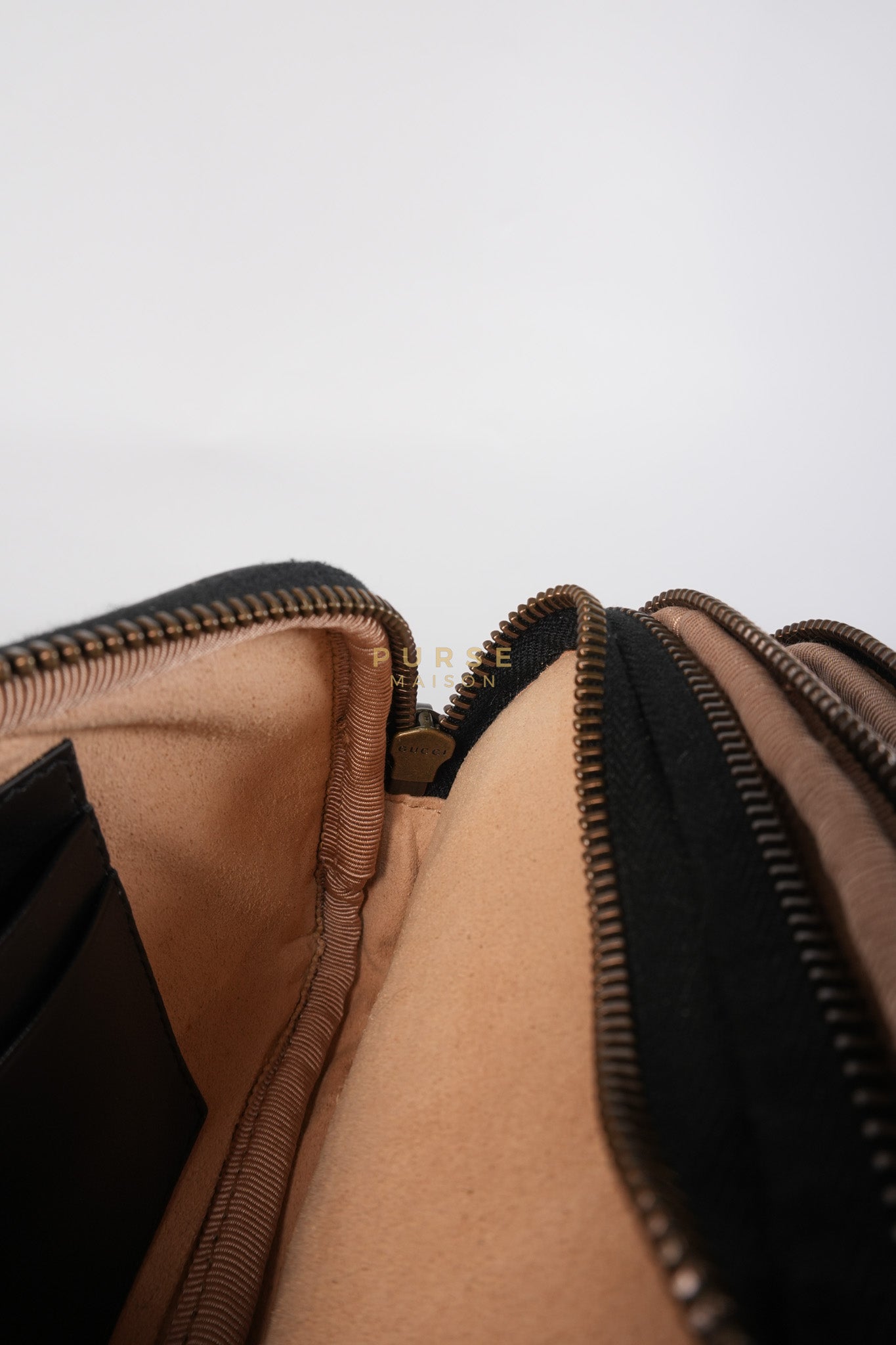 GG Marmont Triple Zip Chain Camera Bag Black Matelasse | Purse Maison Luxury Bags Shop