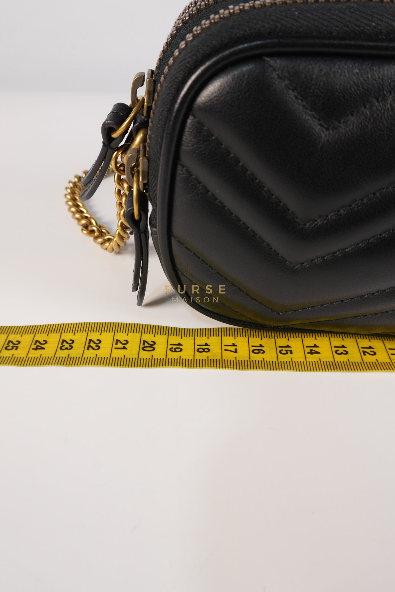 GG Marmont Triple Zip Chain Camera Bag Black Matelasse | Purse Maison Luxury Bags Shop