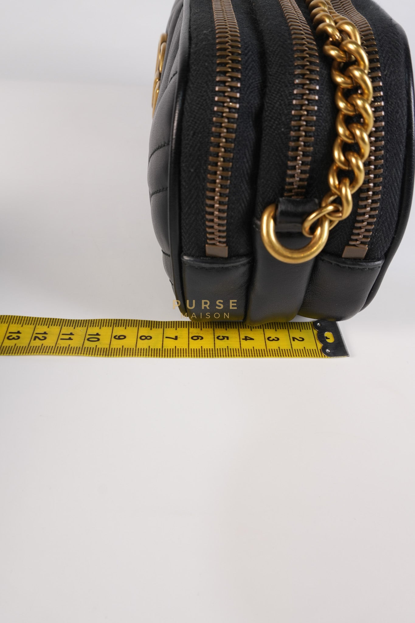 GG Marmont Triple Zip Chain Camera Bag Black Matelasse | Purse Maison Luxury Bags Shop
