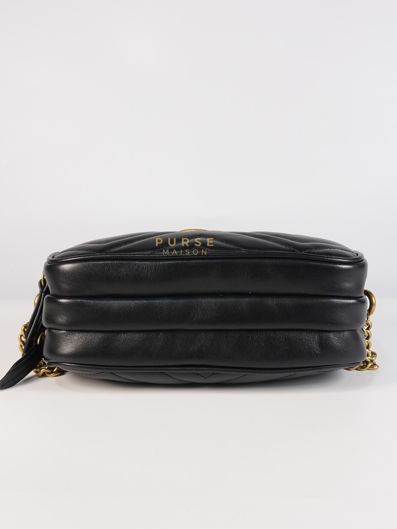 GG Marmont Triple Zip Chain Camera Bag Black Matelasse | Purse Maison Luxury Bags Shop