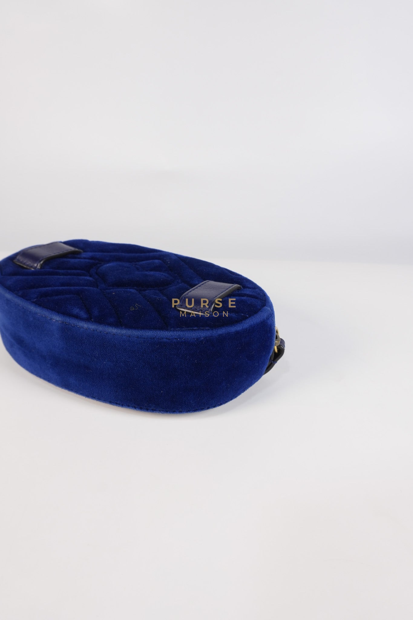 GG Marmont Velvet Belt Bag in Blue Suede Leather & Gold Hardware | Purse Maison Luxury Bags Shop