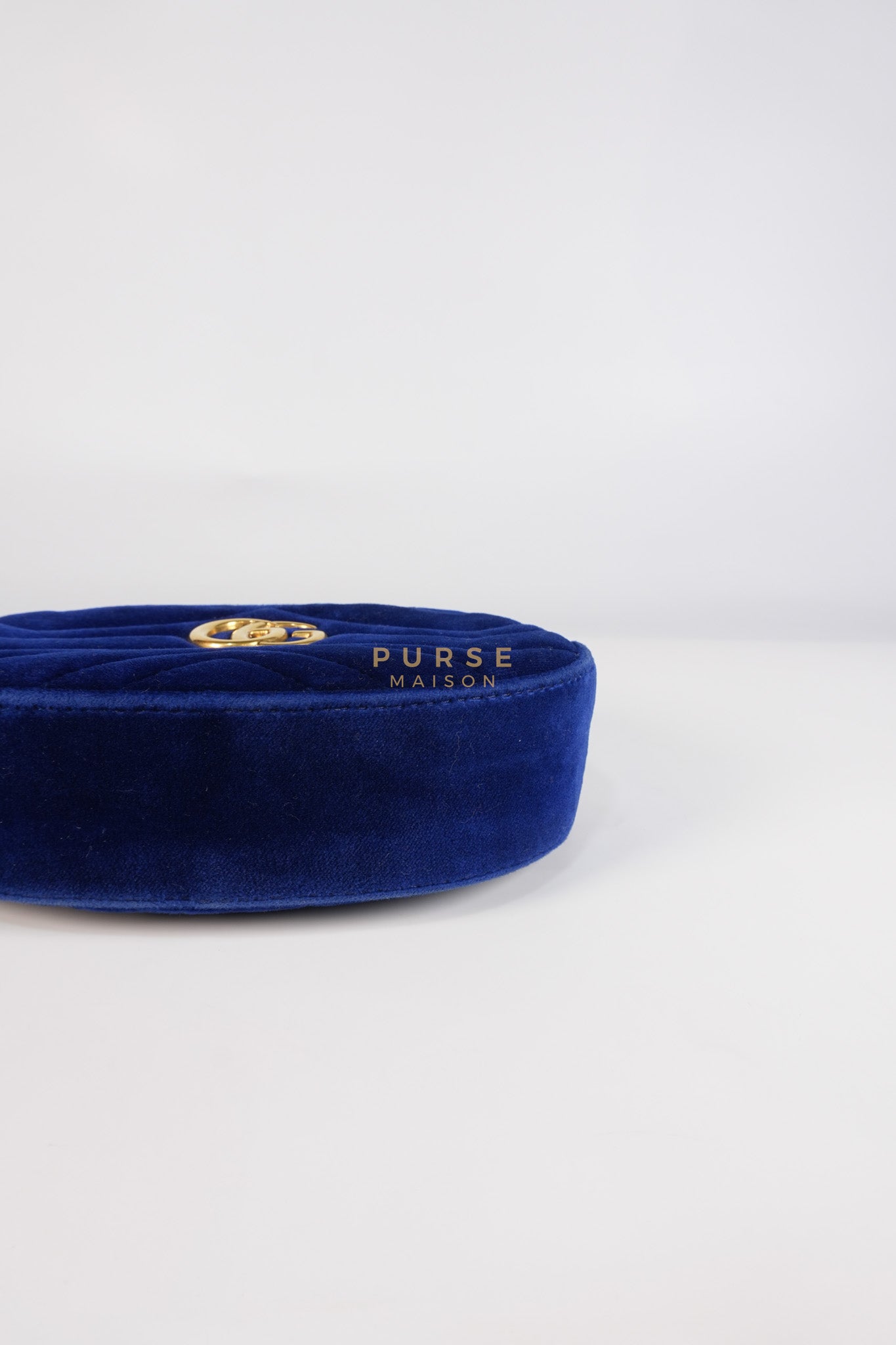 GG Marmont Velvet Belt Bag in Blue Suede Leather & Gold Hardware | Purse Maison Luxury Bags Shop