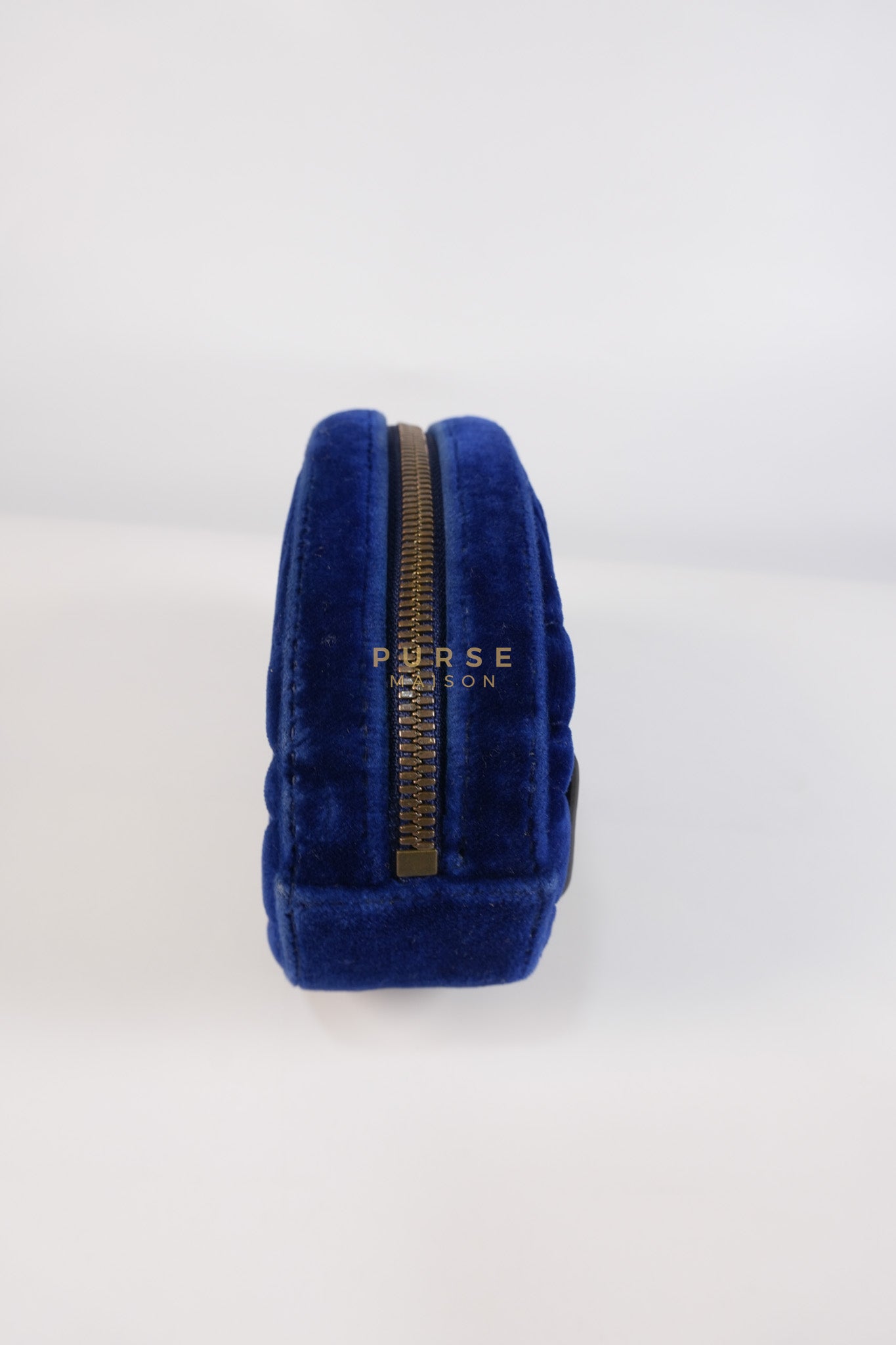 GG Marmont Velvet Belt Bag in Blue Suede Leather & Gold Hardware | Purse Maison Luxury Bags Shop