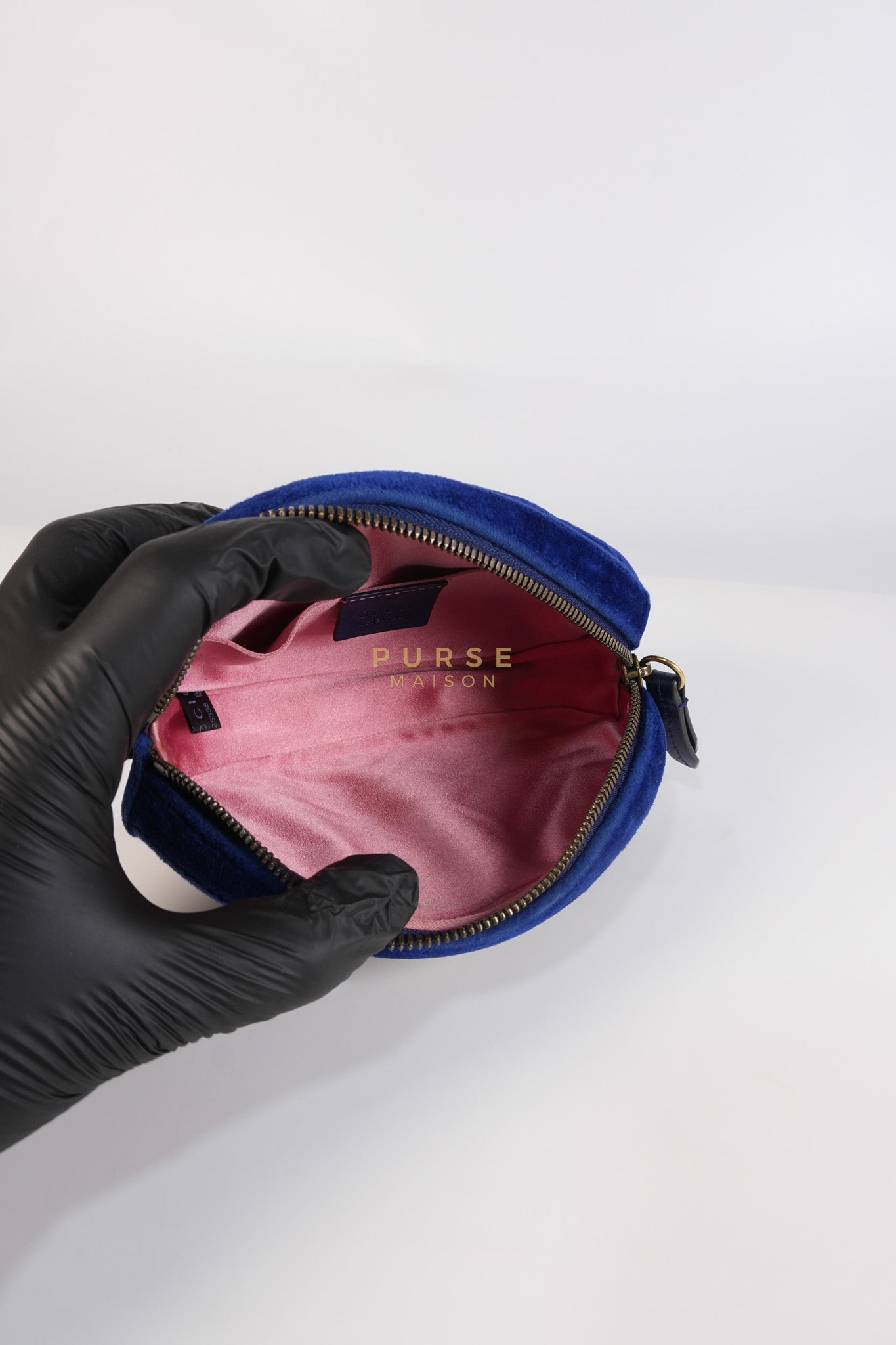 GG Marmont Velvet Belt Bag in Blue Suede Leather & Gold Hardware | Purse Maison Luxury Bags Shop