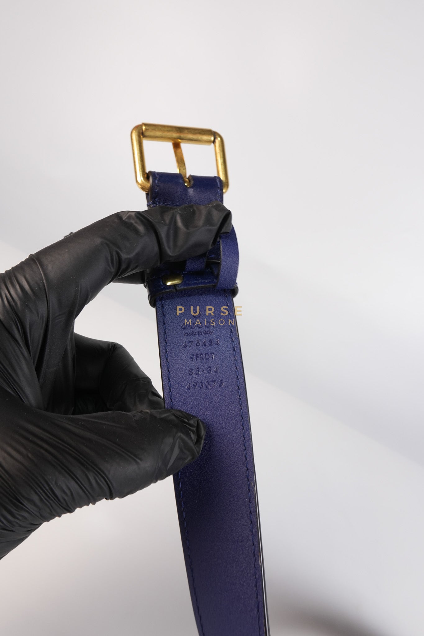 GG Marmont Velvet Belt Bag in Blue Suede Leather & Gold Hardware | Purse Maison Luxury Bags Shop