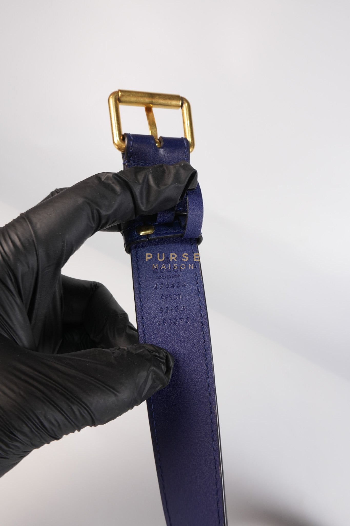 GG Marmont Velvet Belt Bag in Blue Suede Leather & Gold Hardware | Purse Maison Luxury Bags Shop
