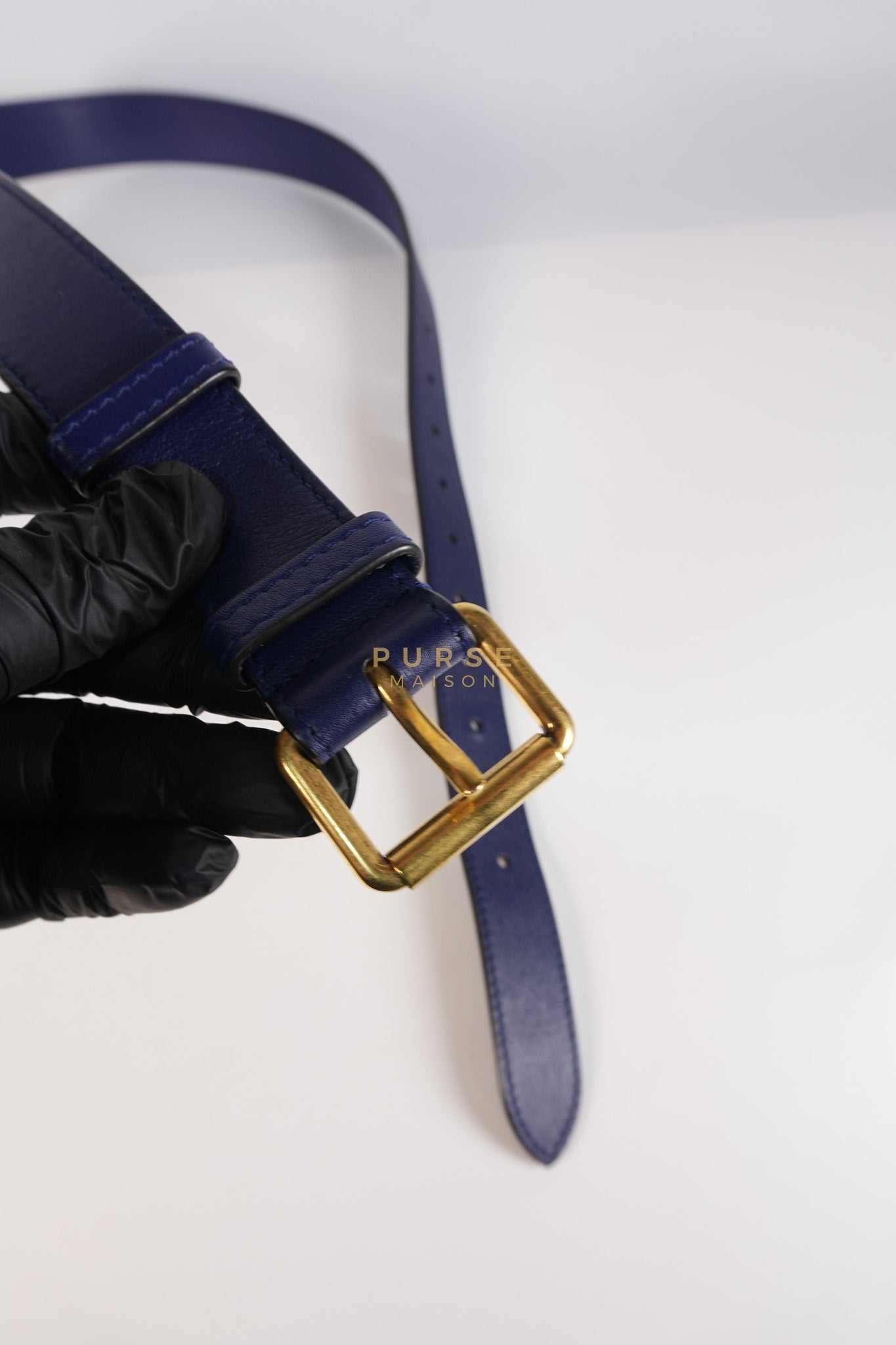 GG Marmont Velvet Belt Bag in Blue Suede Leather & Gold Hardware | Purse Maison Luxury Bags Shop
