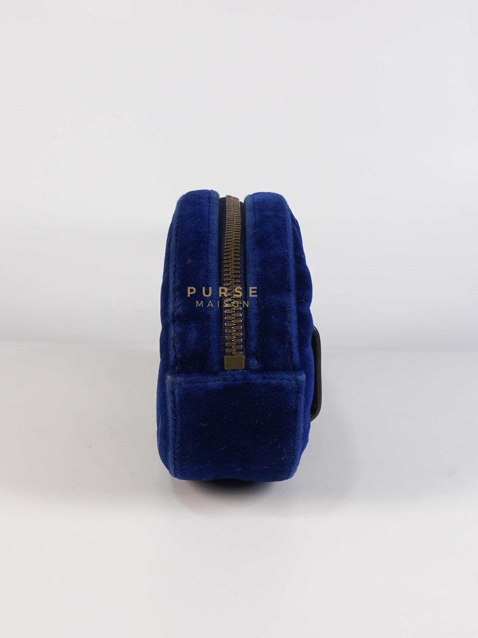 GG Marmont Velvet Belt Bag in Blue Suede Leather & Gold Hardware | Purse Maison Luxury Bags Shop