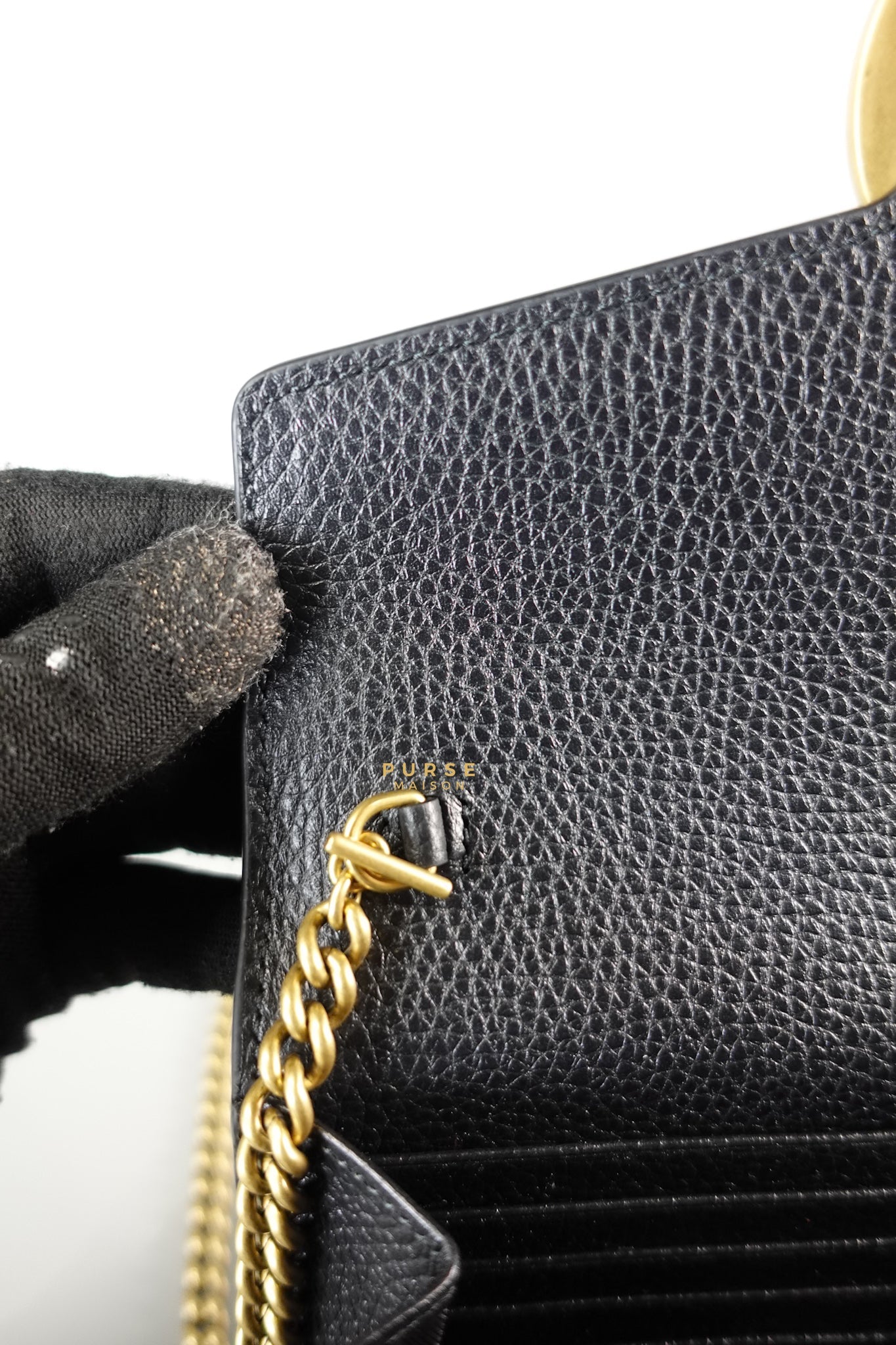 GG Marmont Wallet on Chain in Black Leather | Purse Maison Luxury Bags Shop