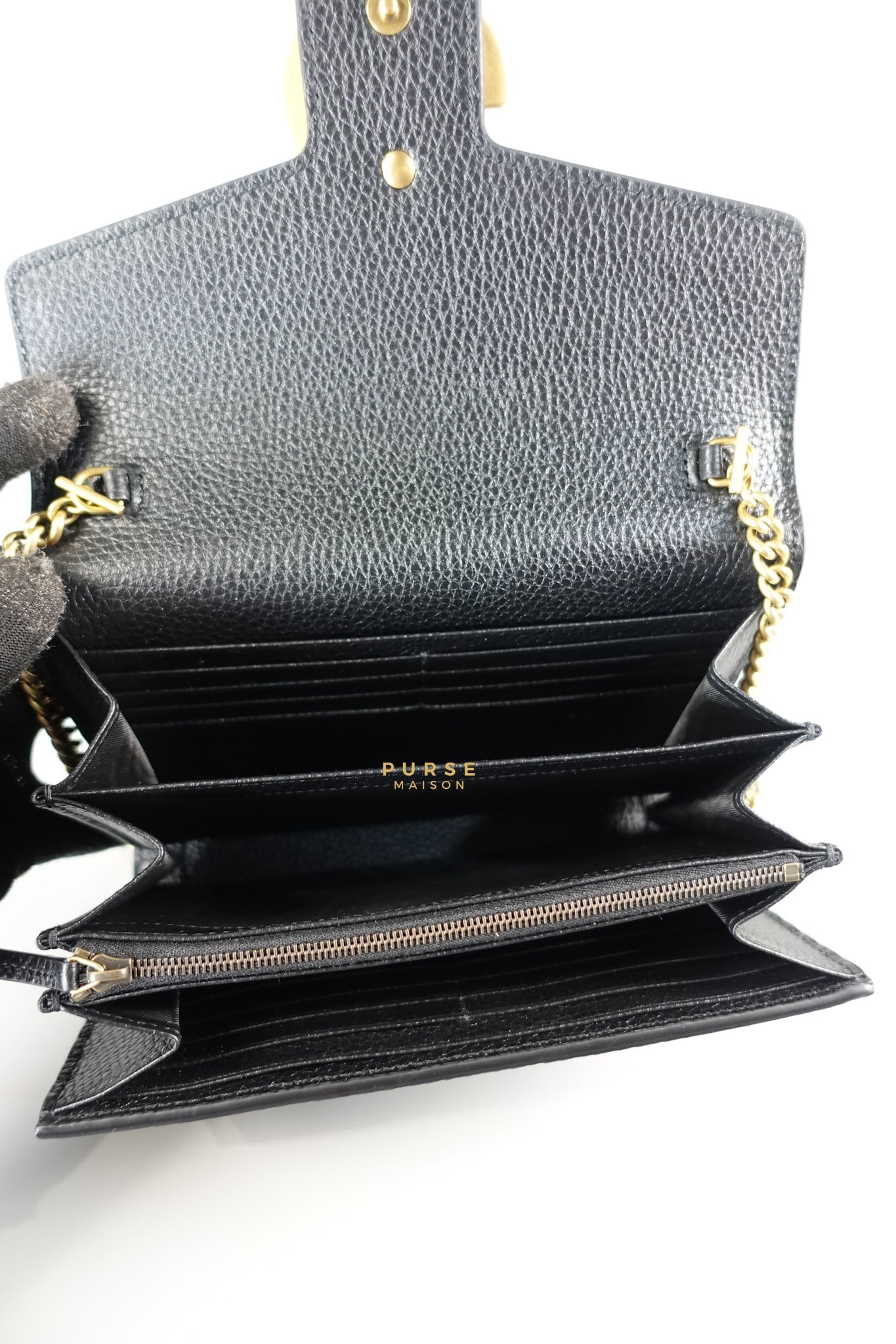 GG Marmont Wallet on Chain in Black Leather | Purse Maison Luxury Bags Shop