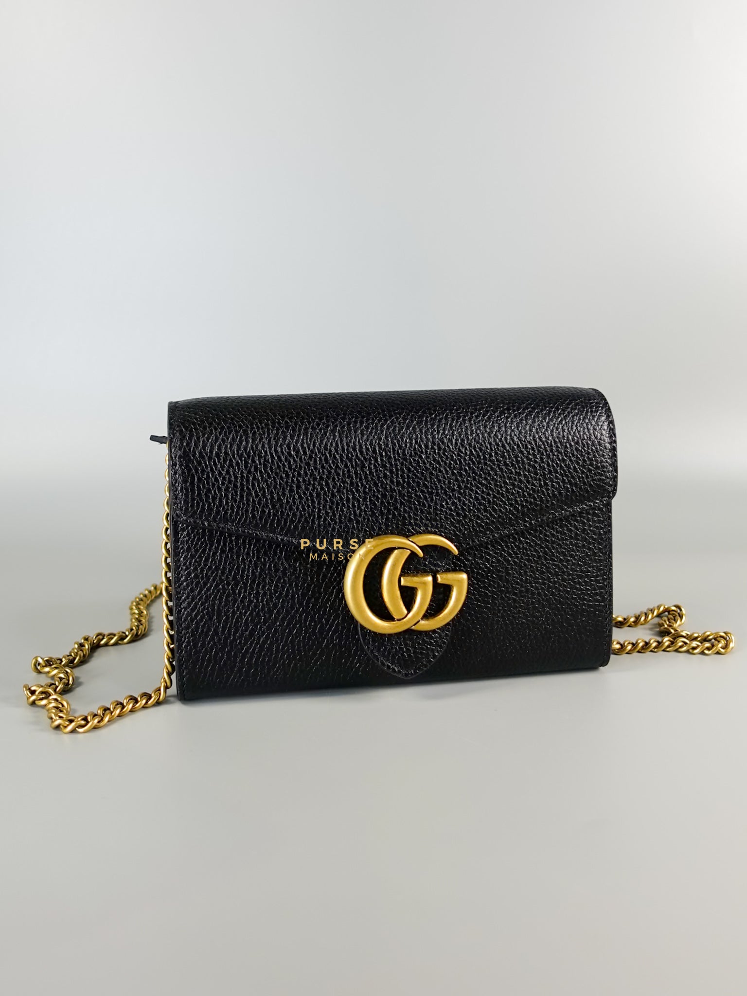 GG Marmont Wallet on Chain in Black Leather | Purse Maison Luxury Bags Shop