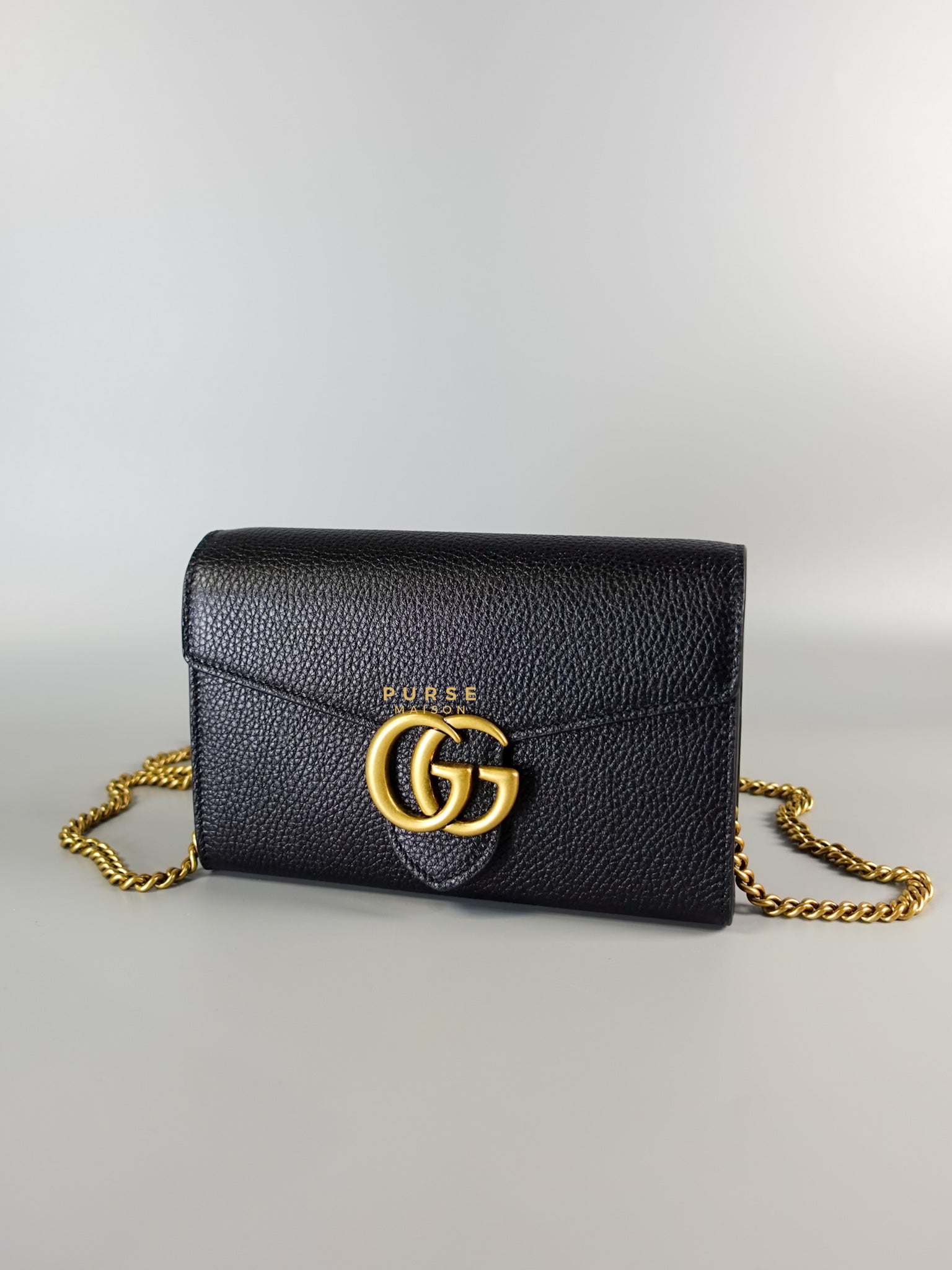 GG Marmont Wallet on Chain in Black Leather | Purse Maison Luxury Bags Shop