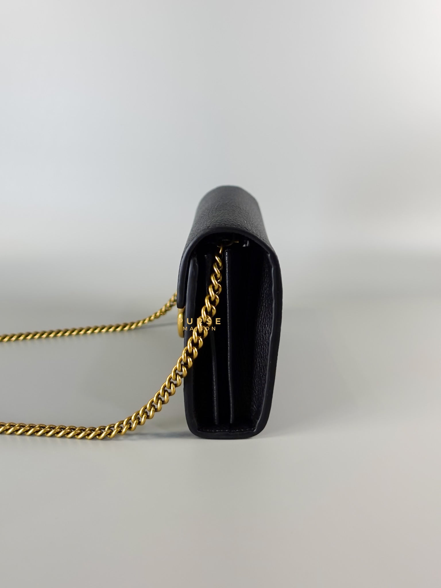 GG Marmont Wallet on Chain in Black Leather | Purse Maison Luxury Bags Shop