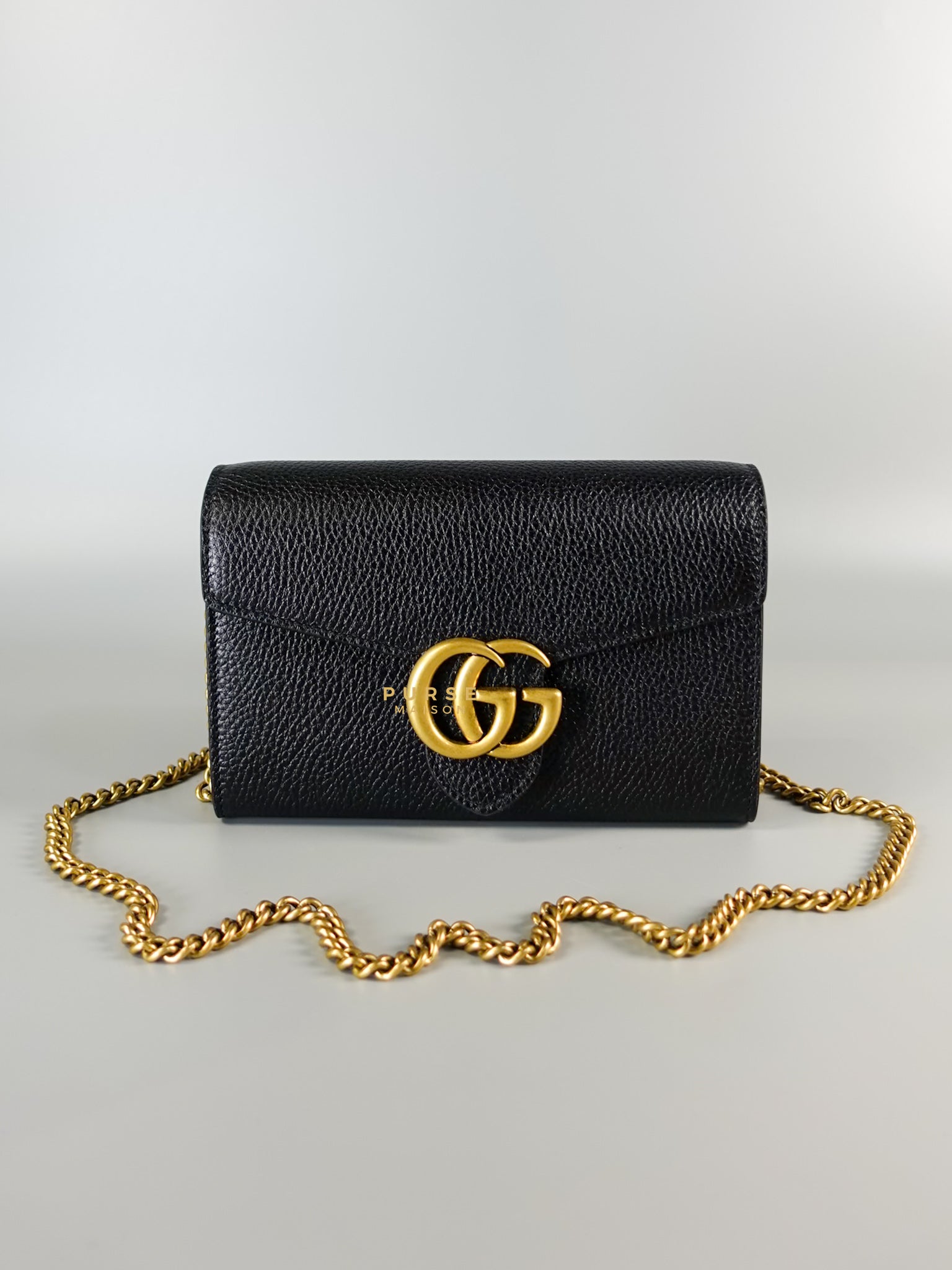 GG Marmont Wallet on Chain in Black Leather | Purse Maison Luxury Bags Shop