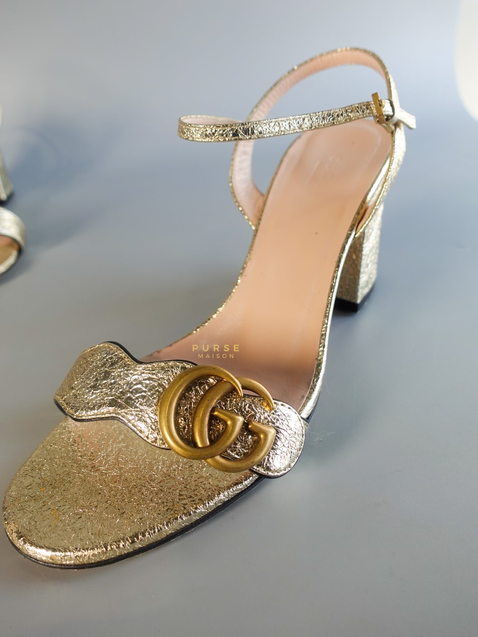 GG Metallic Block Heels Size 39 | Purse Maison Luxury Bags Shop