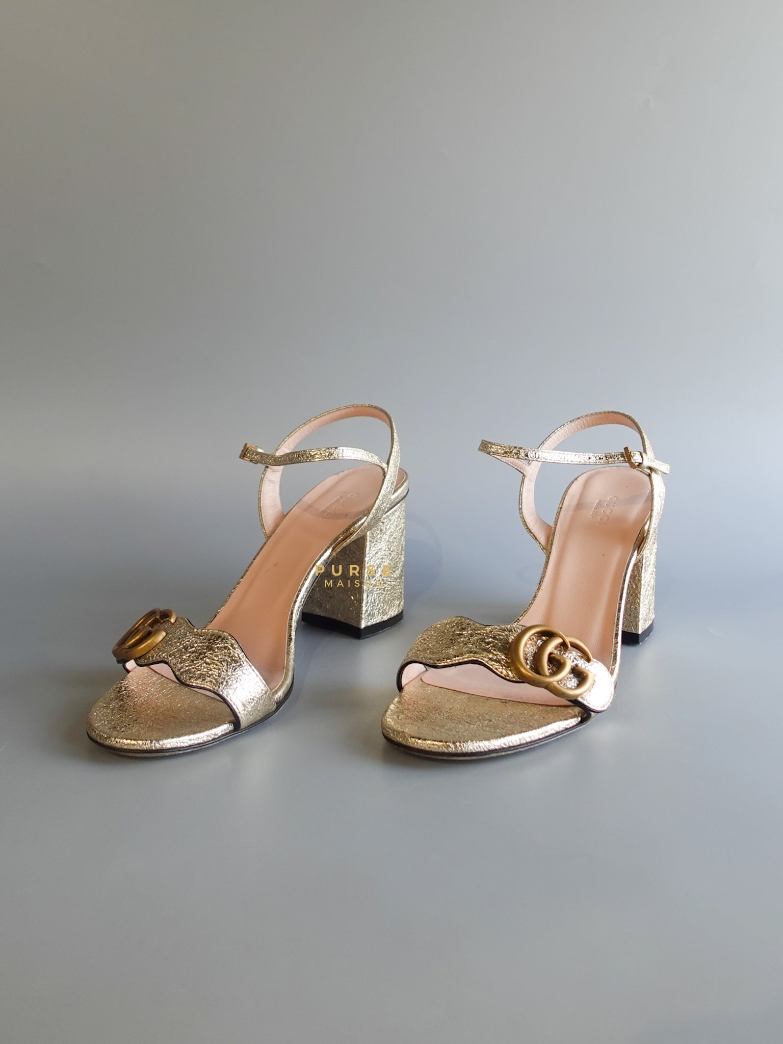 GG Metallic Block Heels Size 39 | Purse Maison Luxury Bags Shop