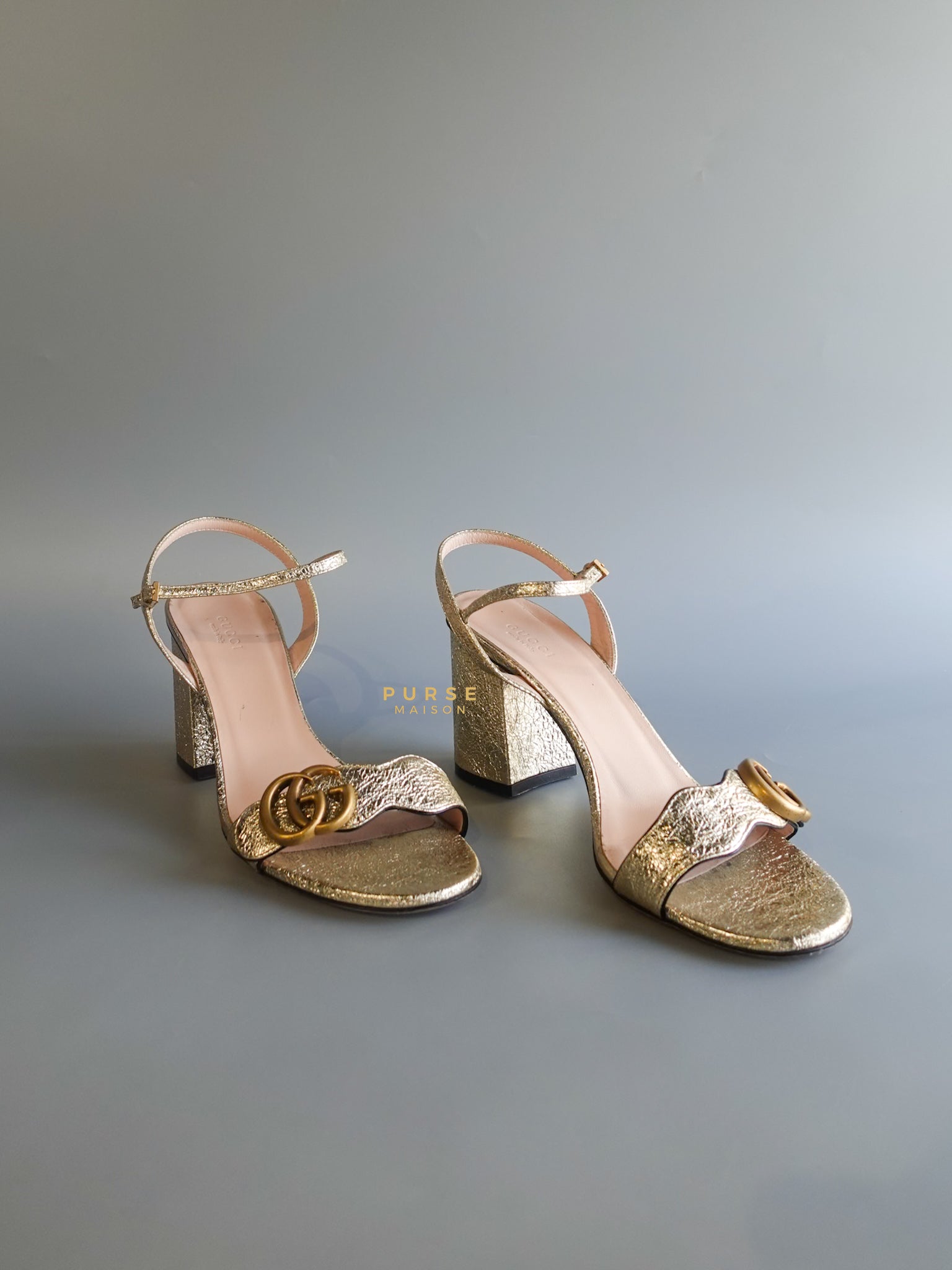 GG Metallic Block Heels Size 39 | Purse Maison Luxury Bags Shop