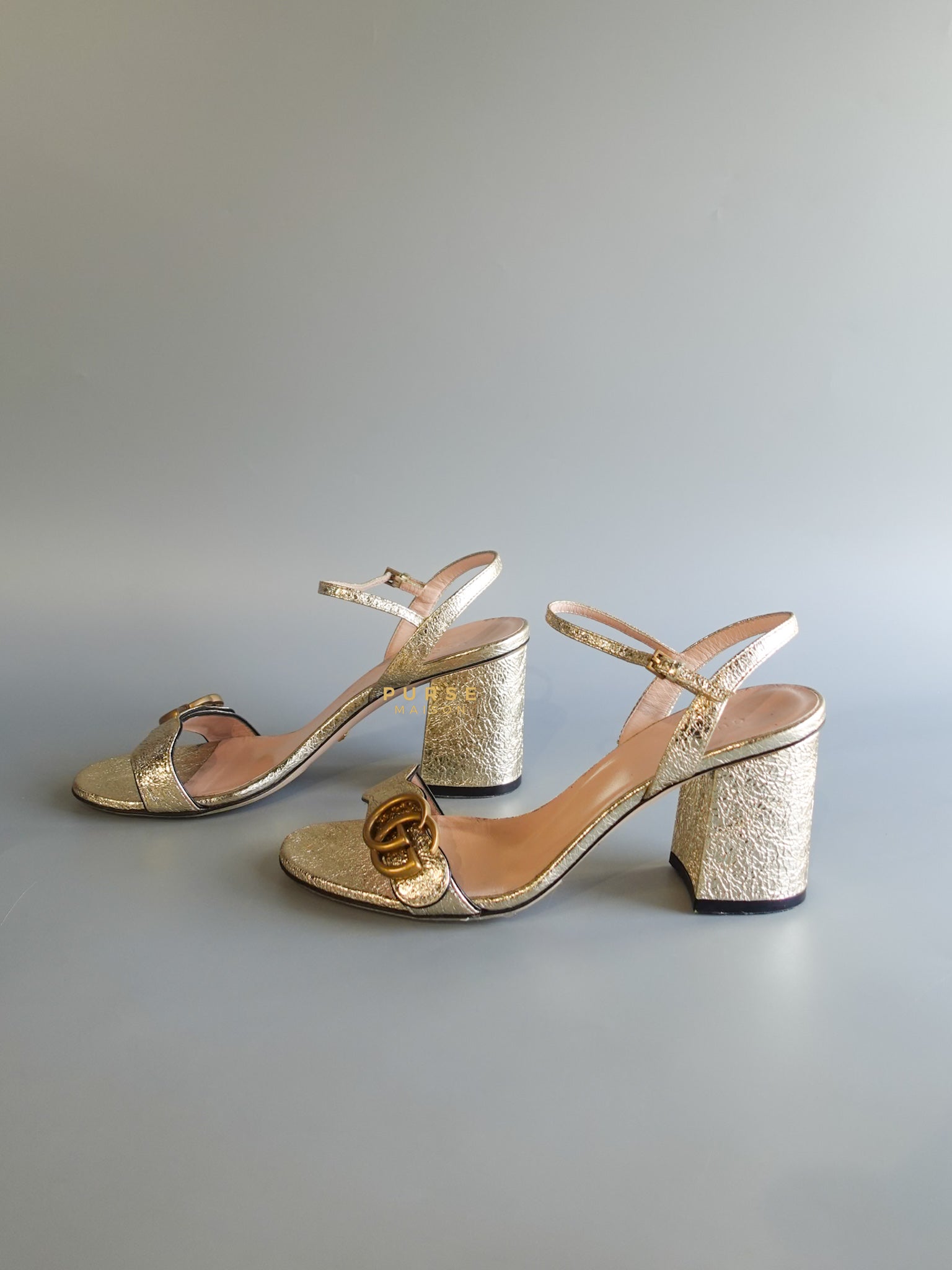 GG Metallic Block Heels Size 39 | Purse Maison Luxury Bags Shop