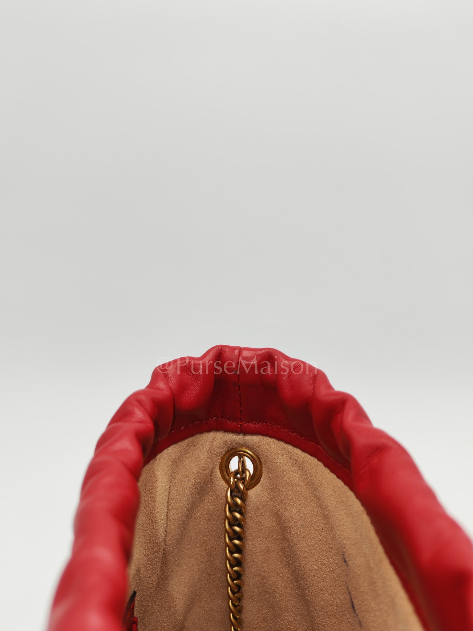 GG Mini Bucket Bag in Red Marmont Matelasse Leather | Purse Maison Luxury Bags Shop