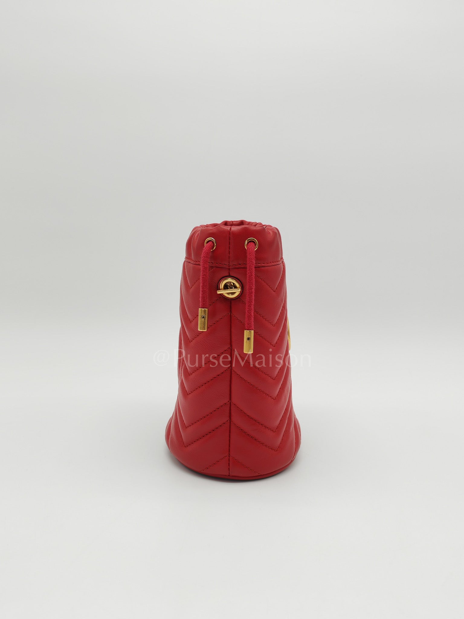 GG Mini Bucket Bag in Red Marmont Matelasse Leather | Purse Maison Luxury Bags Shop
