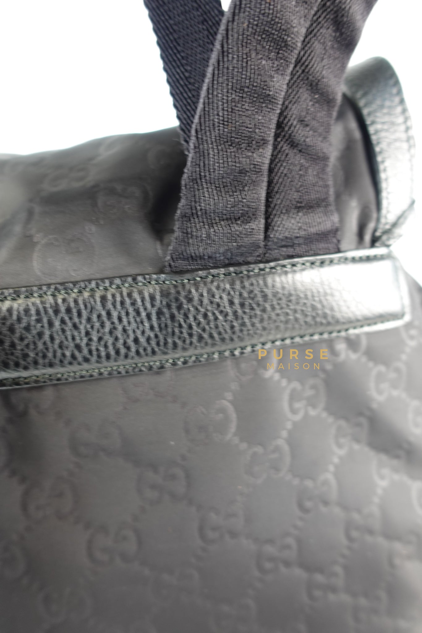 GG Nylon Monogram Medium Light Double Buckle Backpack in Noir | Purse Maison Luxury Bags Shop