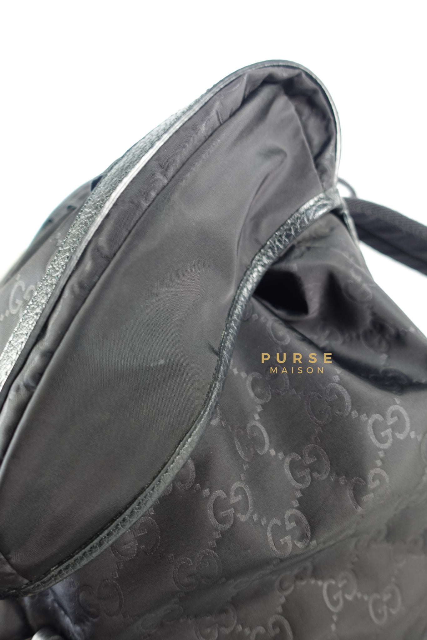 GG Nylon Monogram Medium Light Double Buckle Backpack in Noir | Purse Maison Luxury Bags Shop