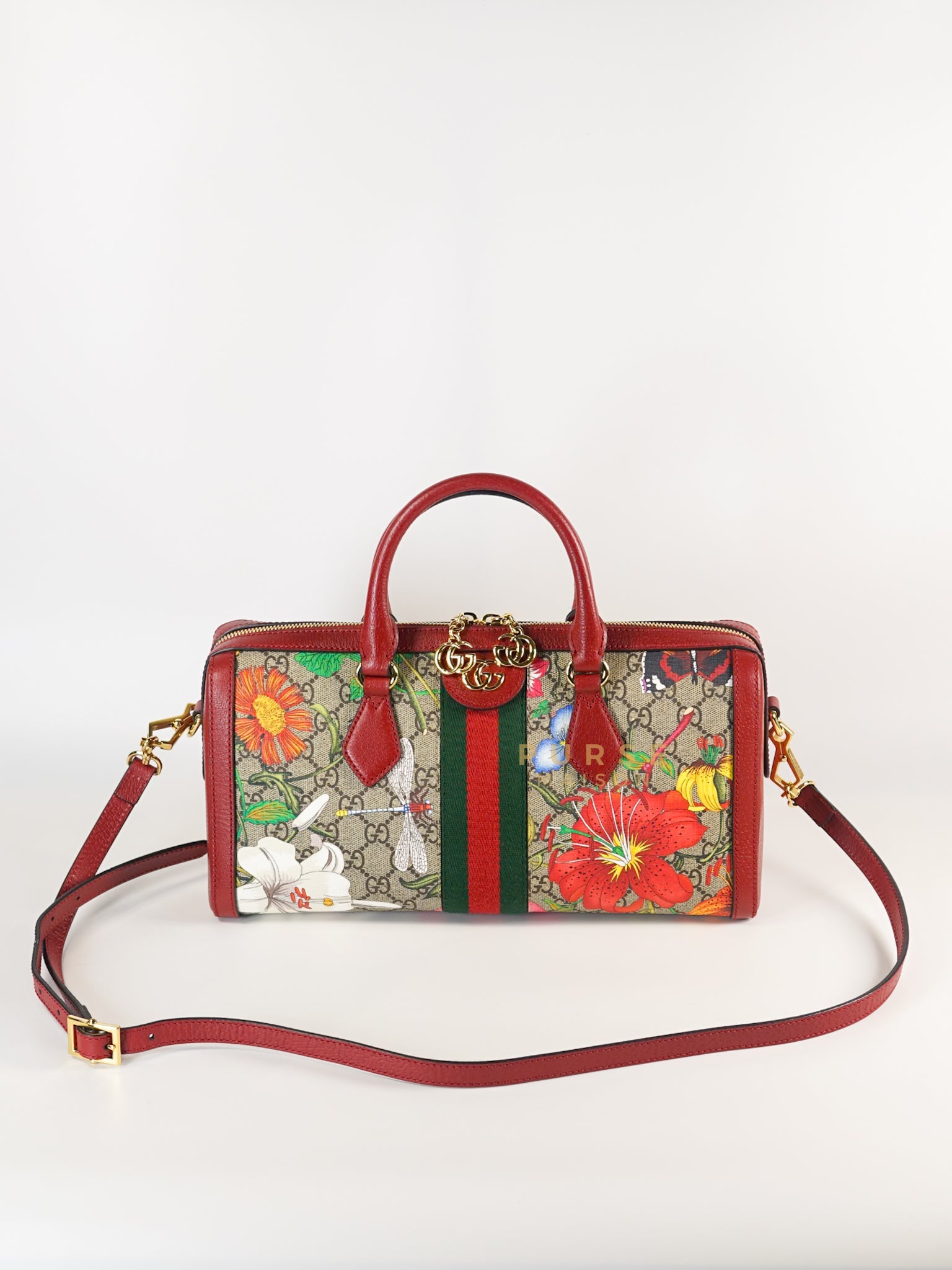 GG Ophidia Flora Boston Bag (Red) | Purse Maison Luxury Bags Shop