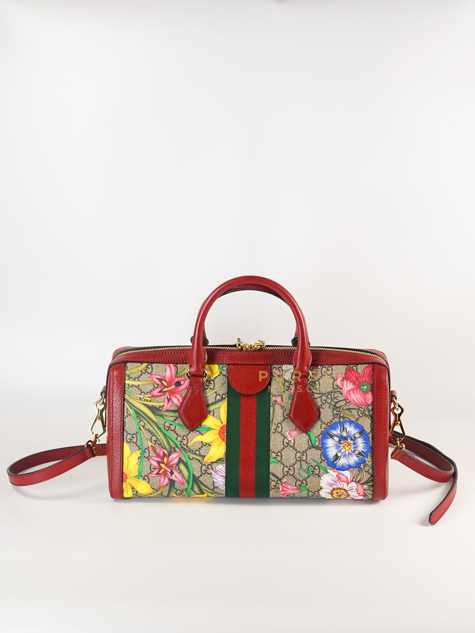 GG Ophidia Flora Boston Bag (Red) | Purse Maison Luxury Bags Shop